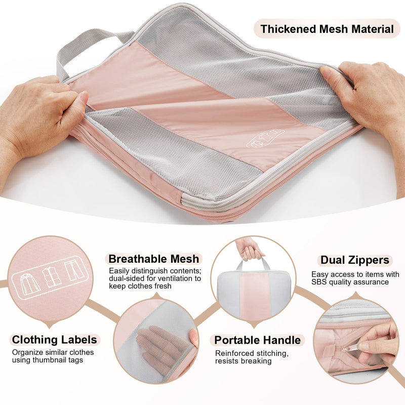 OlarHike Compression Packing Cubes with Garment Bags - Beige 10-Pack-zoom-