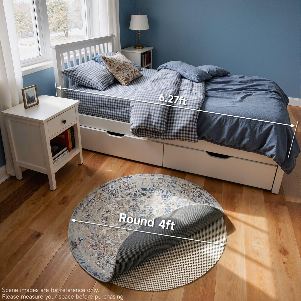 Veken Round Rug Pad Gripper for Hardwood & Tile Floors, Non-Slip Thick Rug Underlay Mat for Area Rugs, Anti-Skid Floor Protection, Keeps Carpets in Place-zoom-7