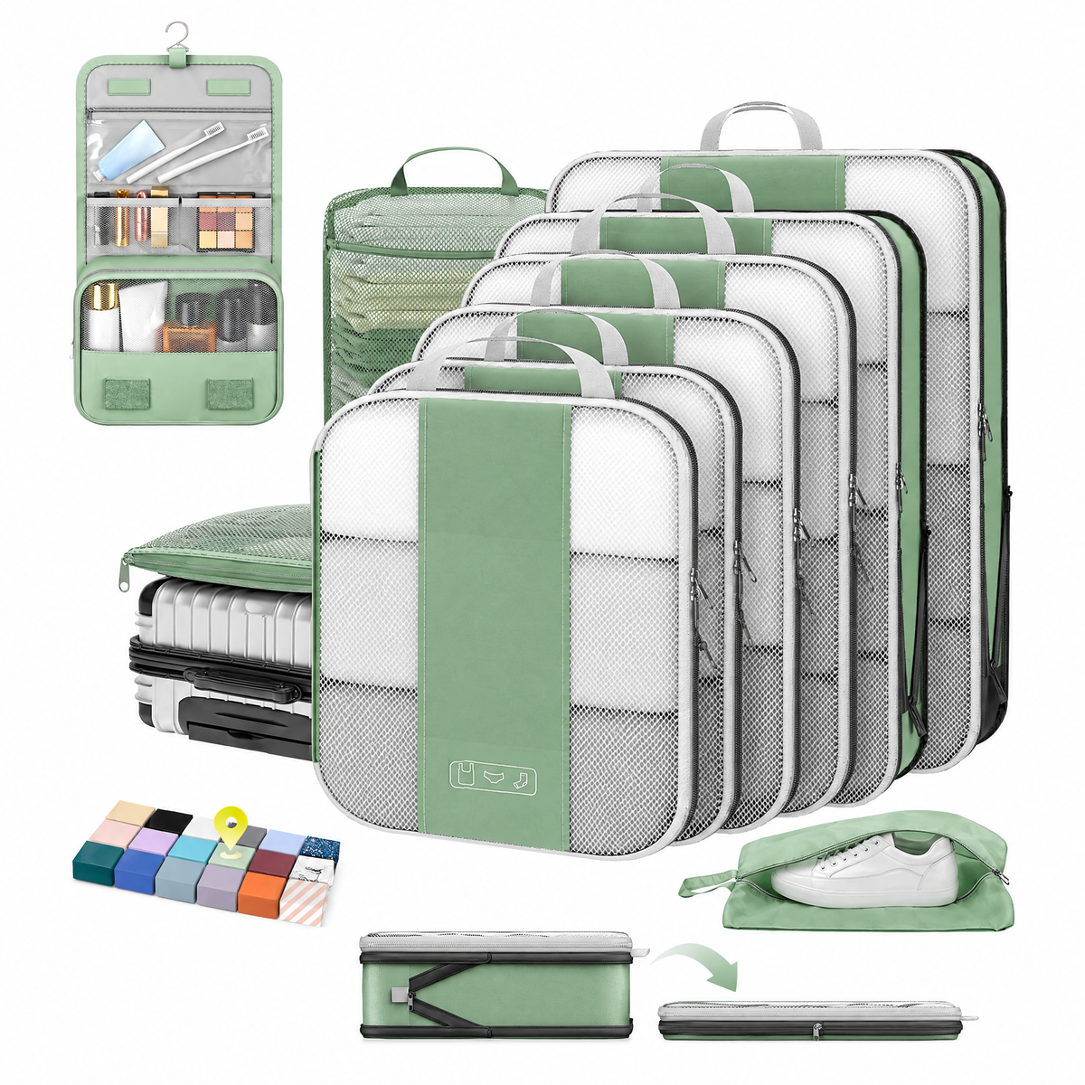 OlarHike Compression Packing Cubes for Travel, Space Saver Luggage Organizers for Clothes, Expandable Travel Storage Bags-22
