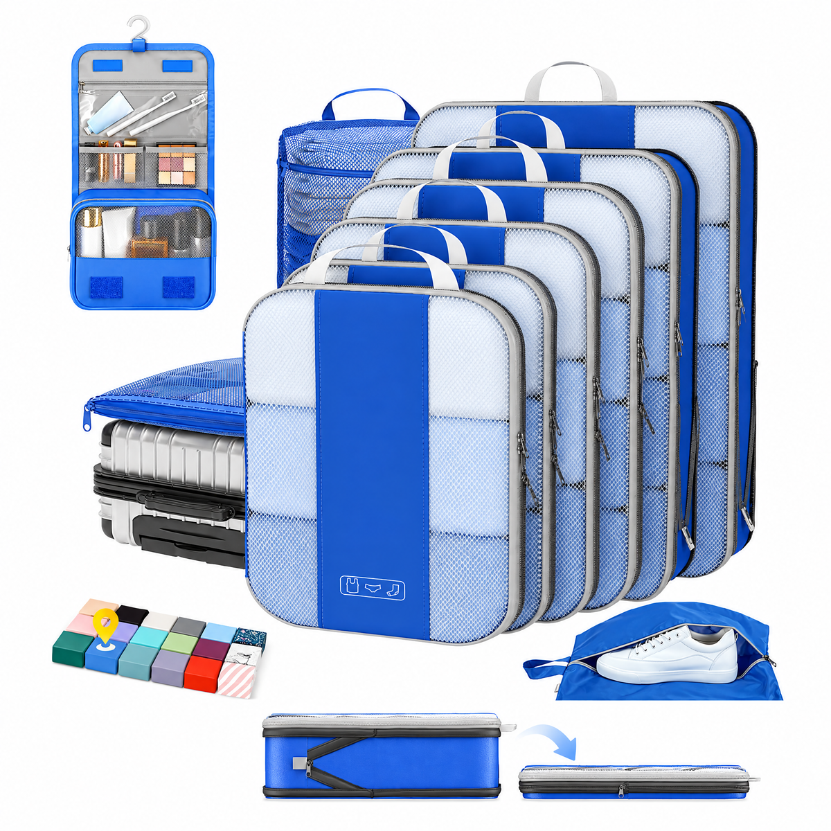 OlarHike Compression Packing Cubes for Travel, Space Saver Luggage Organizers for Clothes, Expandable Travel Storage Bags-zoom-18