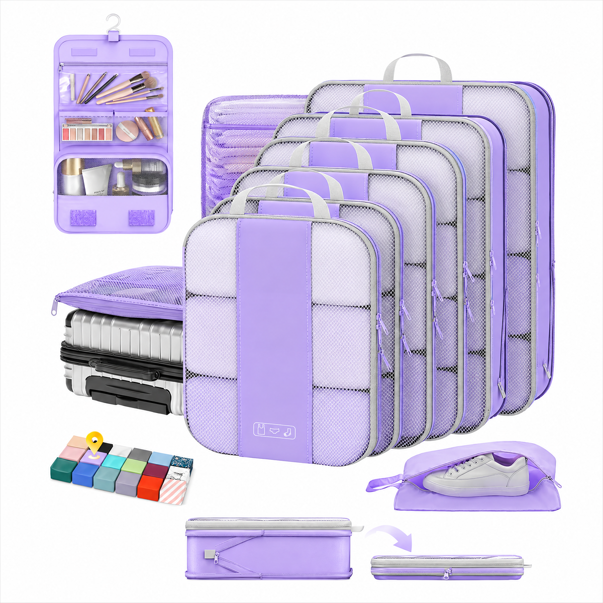 OlarHike Compression Packing Cubes for Travel, Space Saver Luggage Organizers for Clothes, Expandable Travel Storage Bags-21