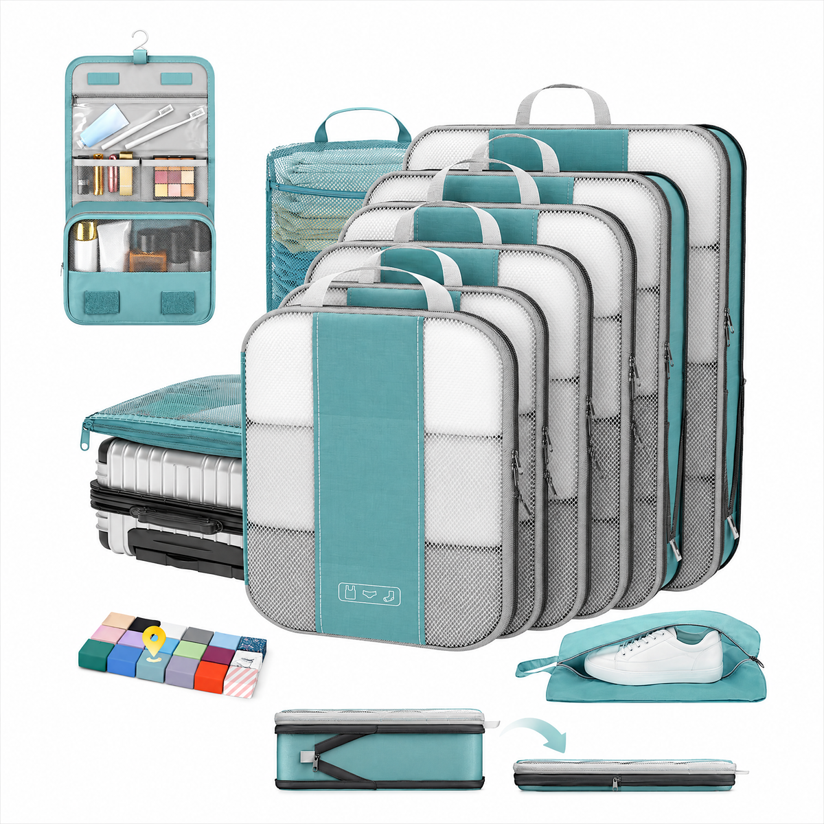 OlarHike Compression Packing Cubes for Travel, Space Saver Luggage Organizers for Clothes, Expandable Travel Storage Bags-13