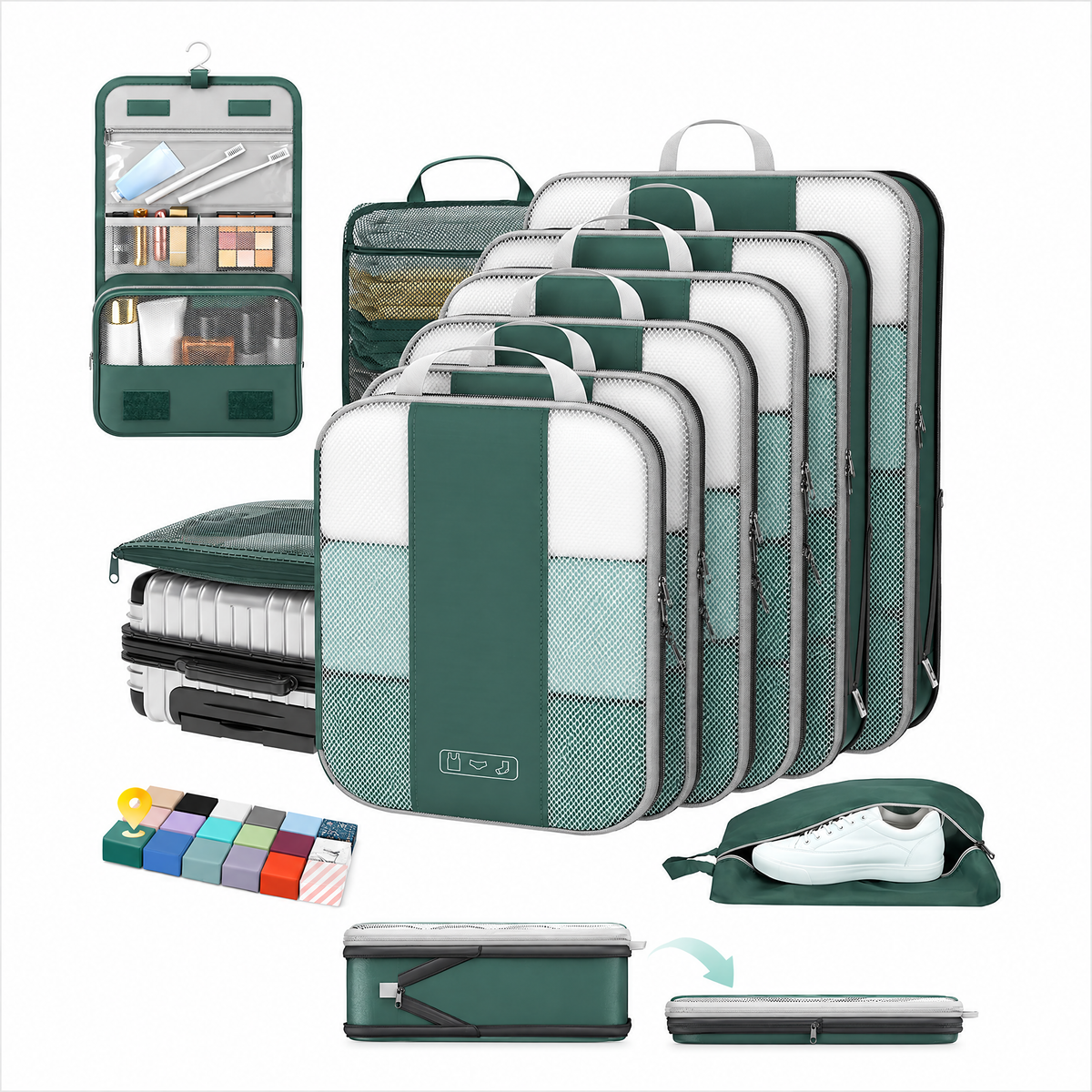 OlarHike Compression Packing Cubes for Travel, Space Saver Luggage Organizers for Clothes, Expandable Travel Storage Bags-zoom-16