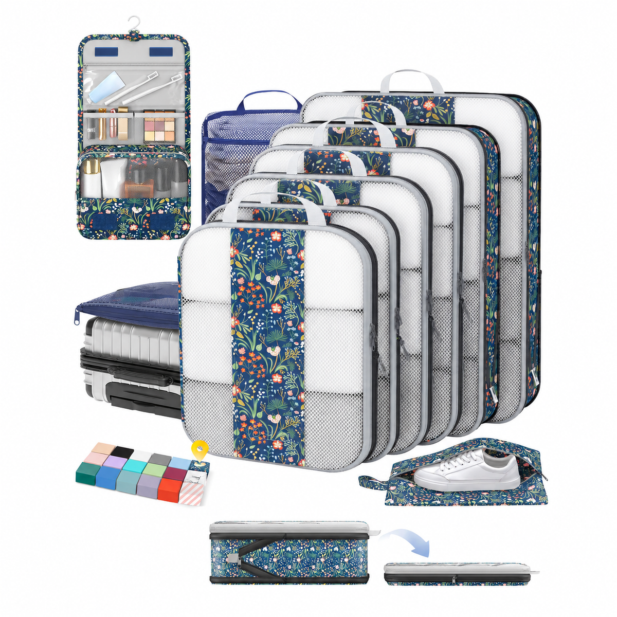 OlarHike Compression Packing Cubes for Travel, Space Saver Luggage Organizers for Clothes, Expandable Travel Storage Bags-zoom-12