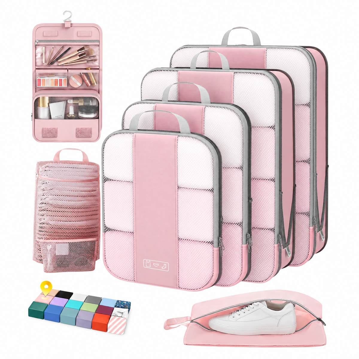 OlarHike Compression Packing Cubes for Travel, Space Saver Luggage Organizers for Clothes, Expandable Travel Storage Bags-zoom-23