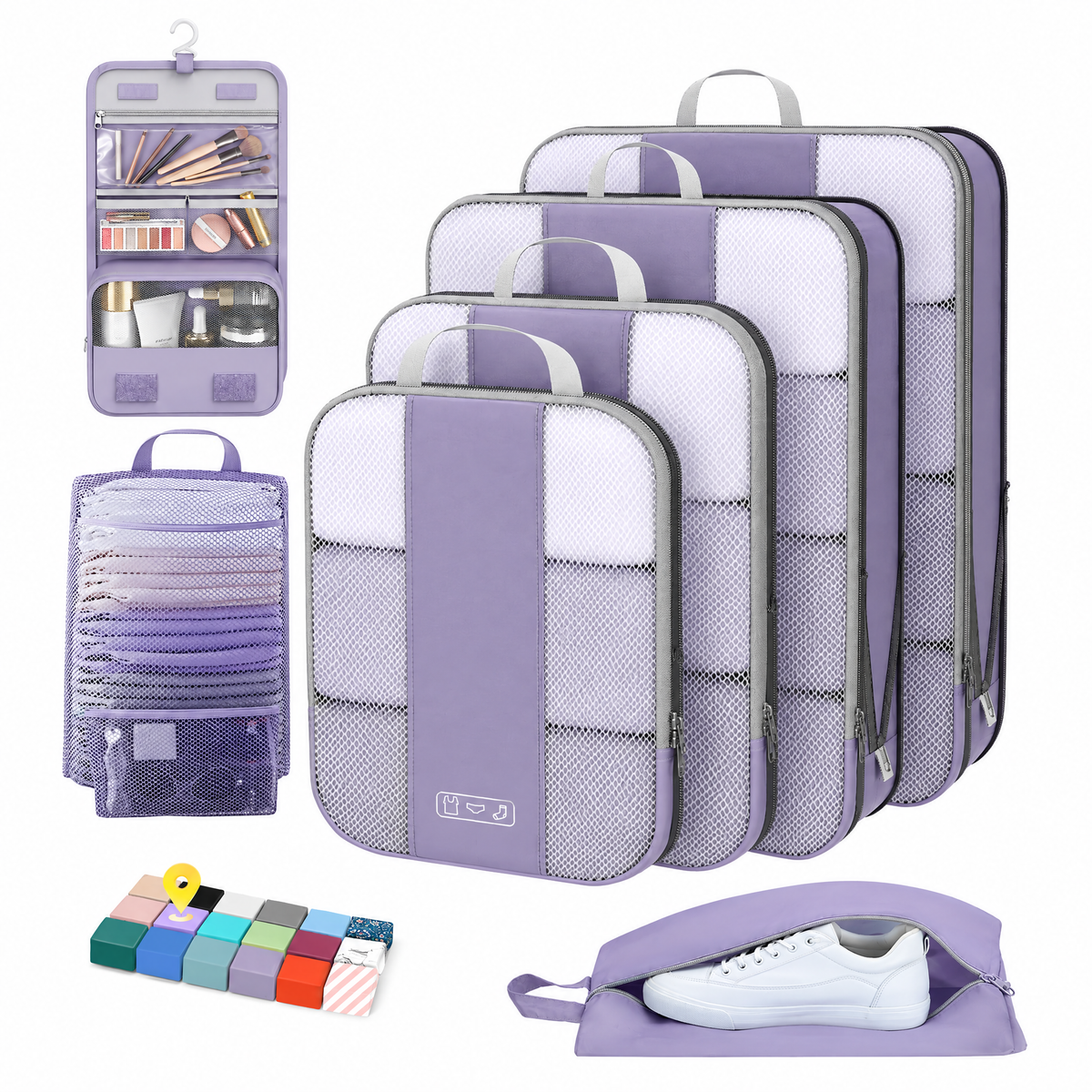 OlarHike Compression Packing Cubes for Travel, Space Saver Luggage Organizers for Clothes, Expandable Travel Storage Bags-25