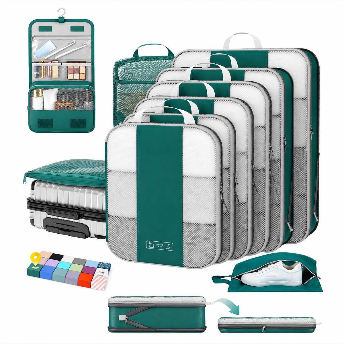OlarHike Compression Packing Cubes for Travel, Space Saver Luggage Organizers for Clothes, Expandable Travel Storage Bags-15