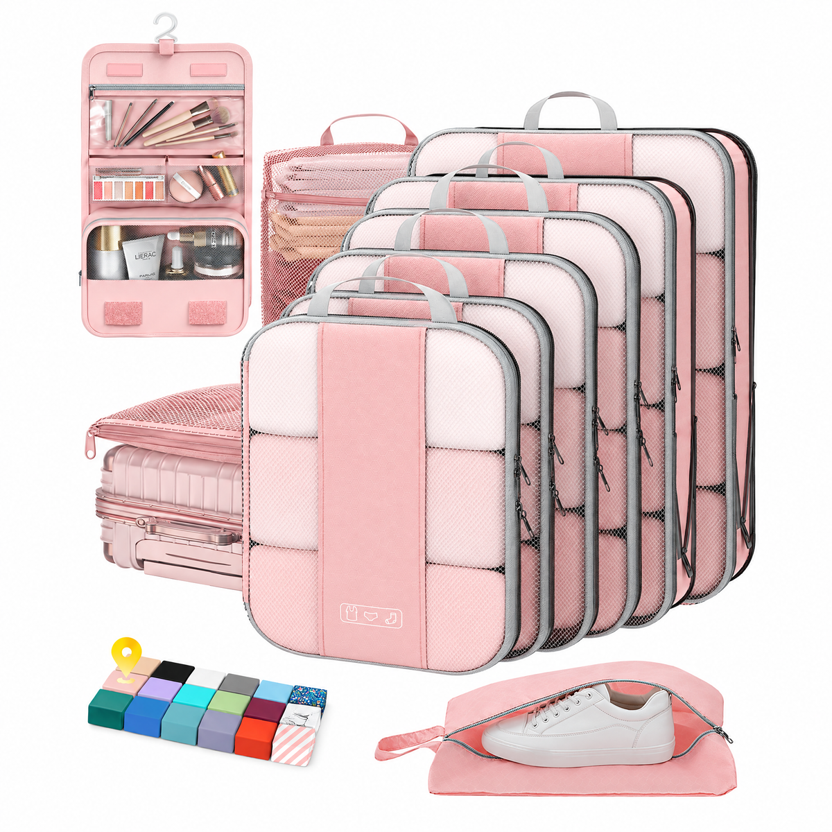 OlarHike Compression Packing Cubes for Travel, Space Saver Luggage Organizers for Clothes, Expandable Travel Storage Bags-zoom-24