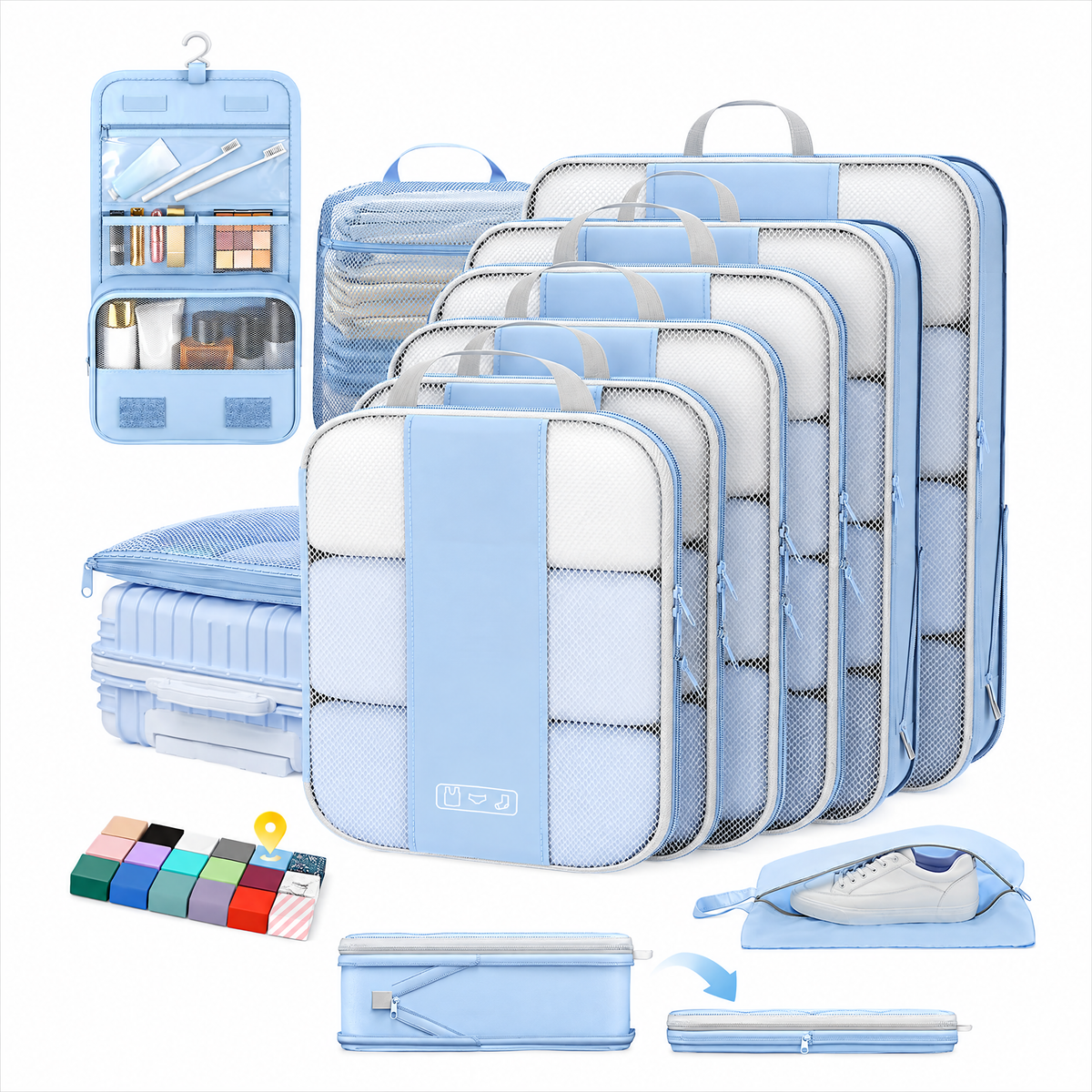 OlarHike Compression Packing Cubes for Travel, Space Saver Luggage Organizers for Clothes, Expandable Travel Storage Bags-19