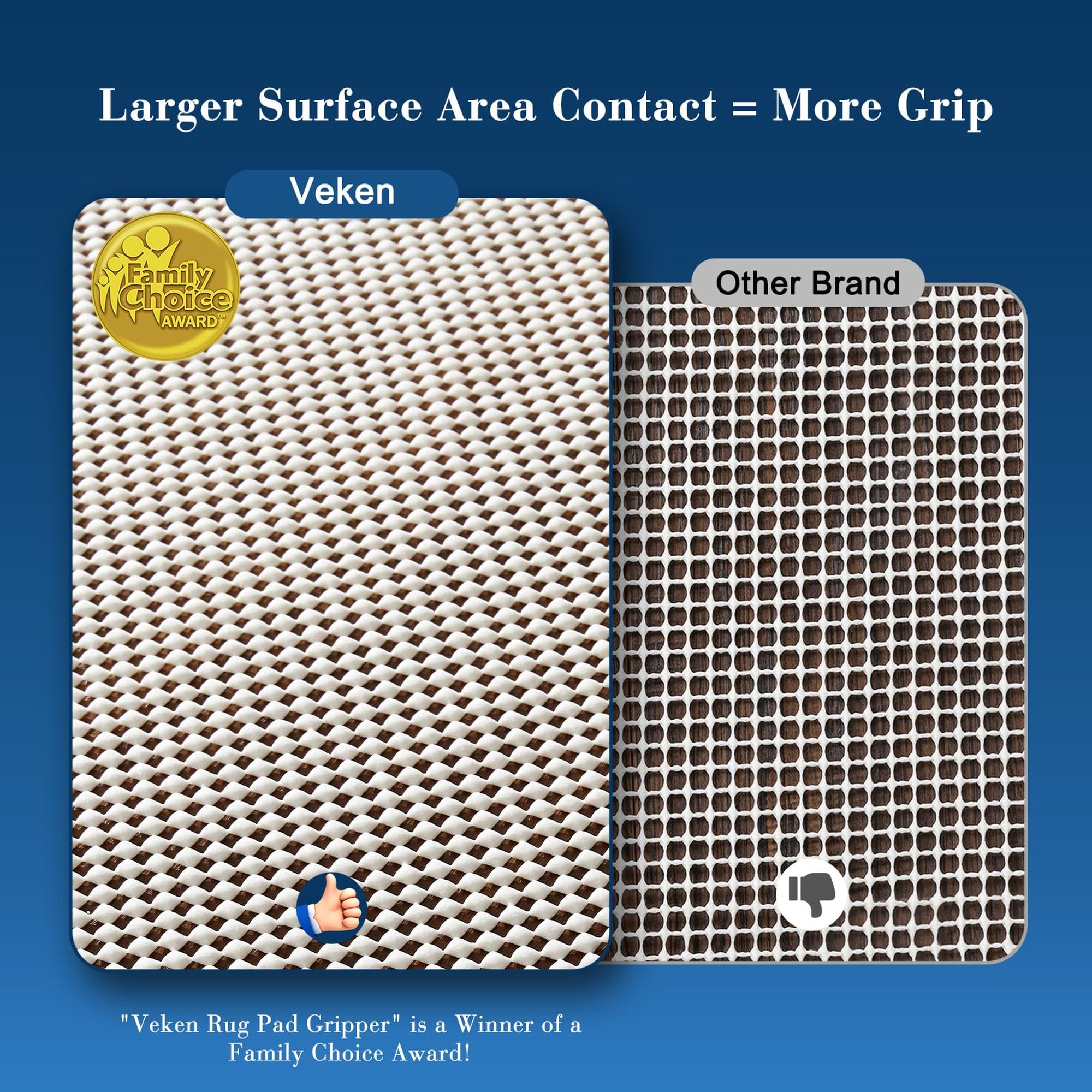 Veken 8x12 Ft Non Slip Thick Rug Pad Durable for Hardwood Floors-zoom-3