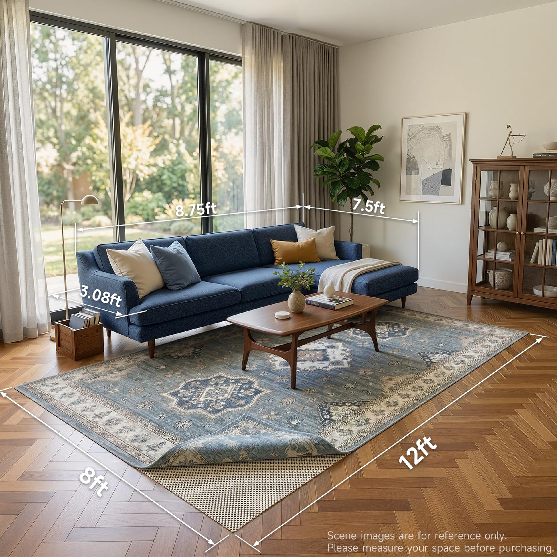 Veken 8x12 Ft Non Slip Thick Rug Pad Durable for Hardwood Floors-7