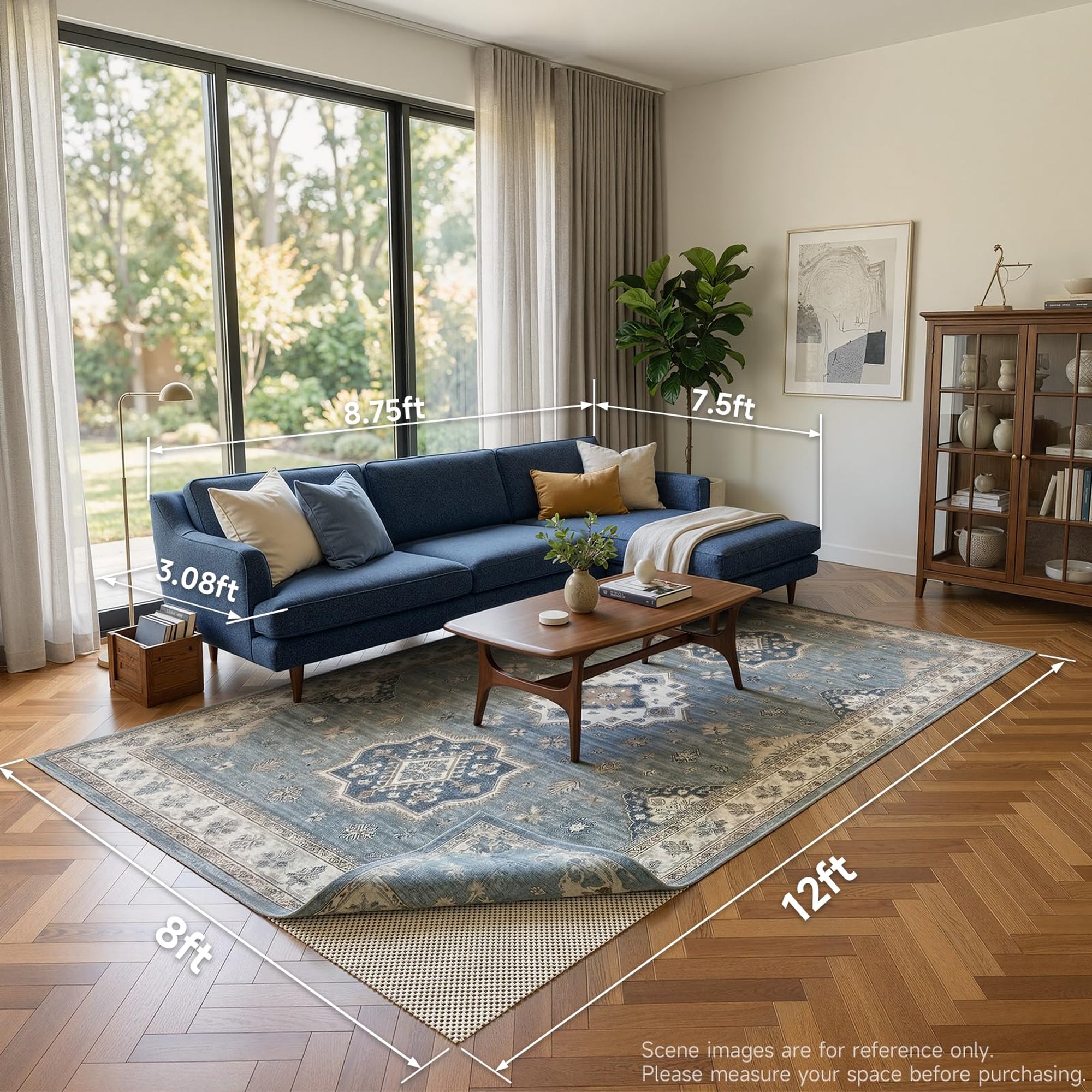 Veken 8x12 Ft Non Slip Thick Rug Pad Durable for Hardwood Floors-zoom-7