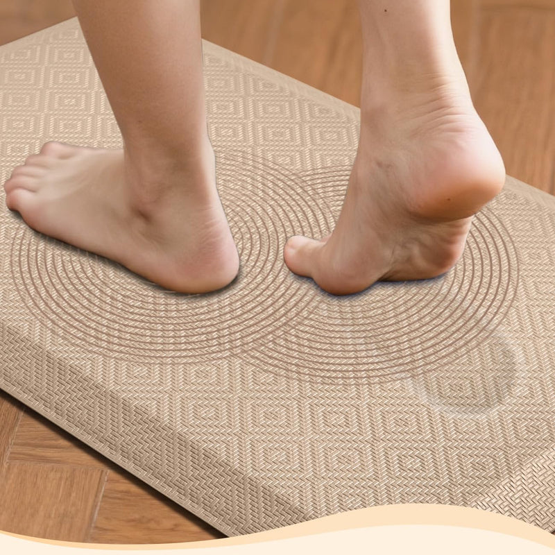 Ophanie Beige Kitchen Mat 20x48, Anti Fatigue Standing Mat 3/4 Inch Thick, Non Slip Waterproof Cushioned Ergonomic Rug for Office Sink-zoom-