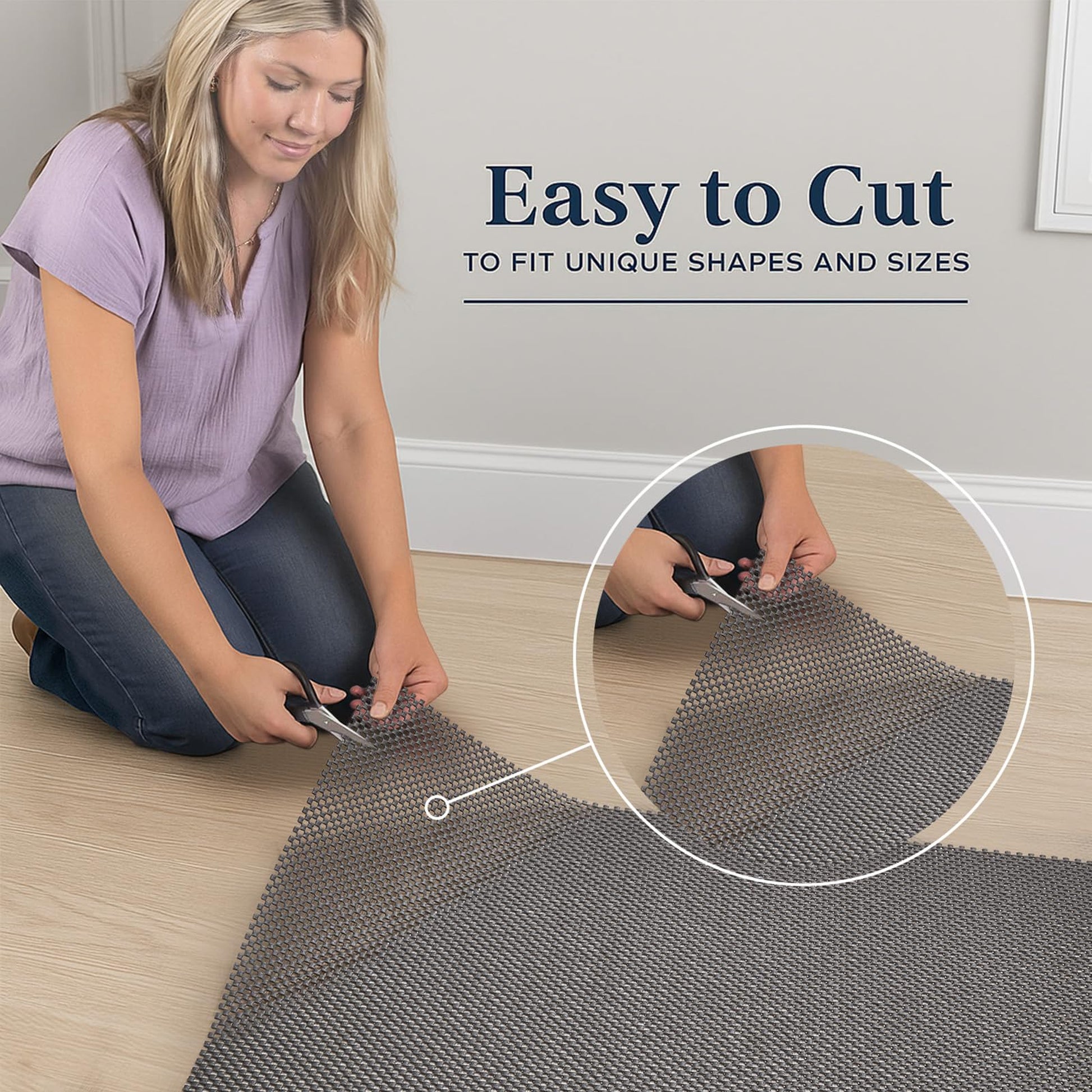 Veken 2' x 8' Non-Slip Thick Rug Pad for Hardwood Tile Floors - Dark Grey-3