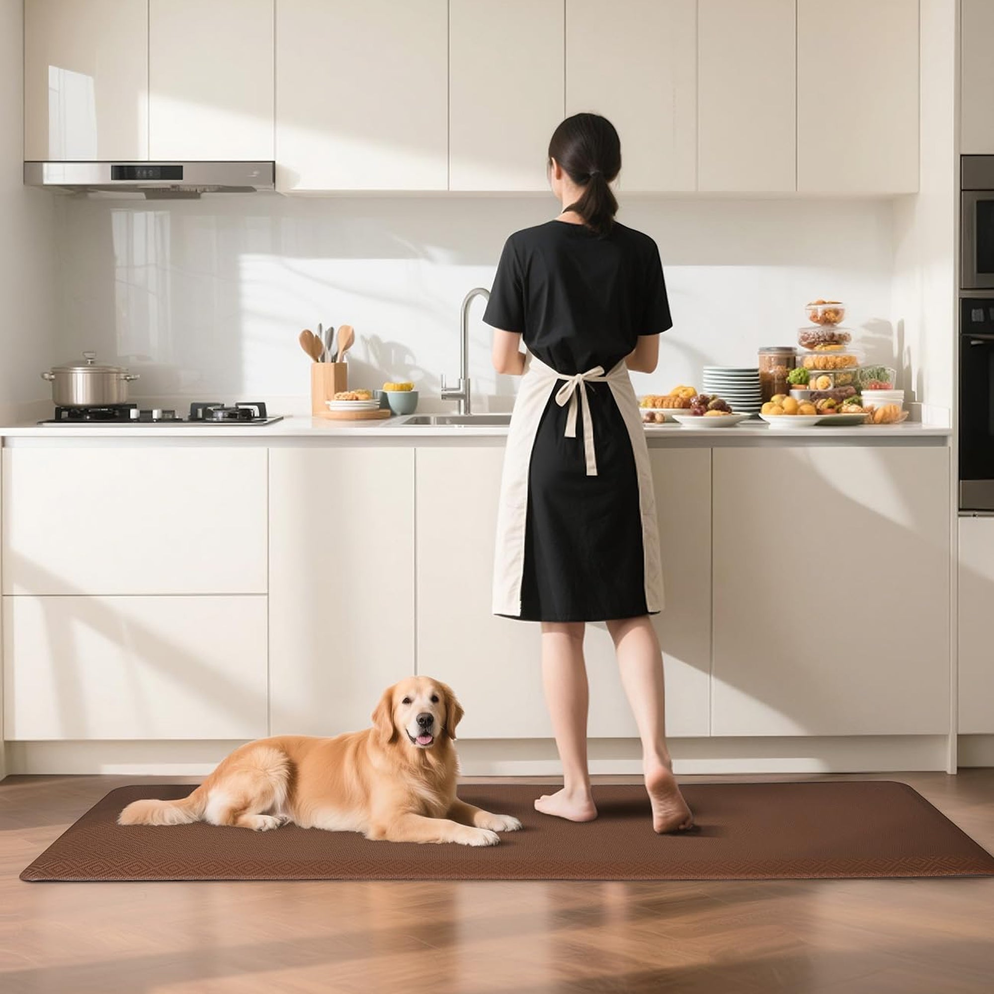 Ophanie Brown Kitchen Mat 20x60, Anti Fatigue Standing Mat 3/4 Inch Thick, Non Slip Waterproof Cushioned Ergonomic Rug for Office Sink-zoom-3