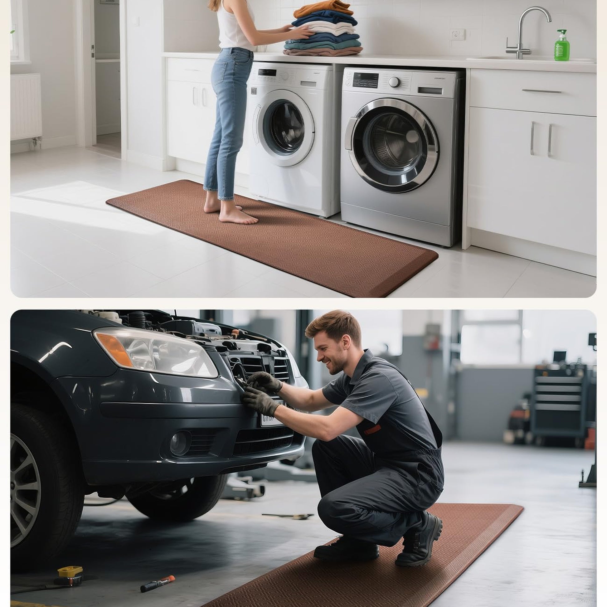 Ophanie Brown Kitchen Mat 20x60, Anti Fatigue Standing Mat 3/4 Inch Thick, Non Slip Waterproof Cushioned Ergonomic Rug for Office Sink-9