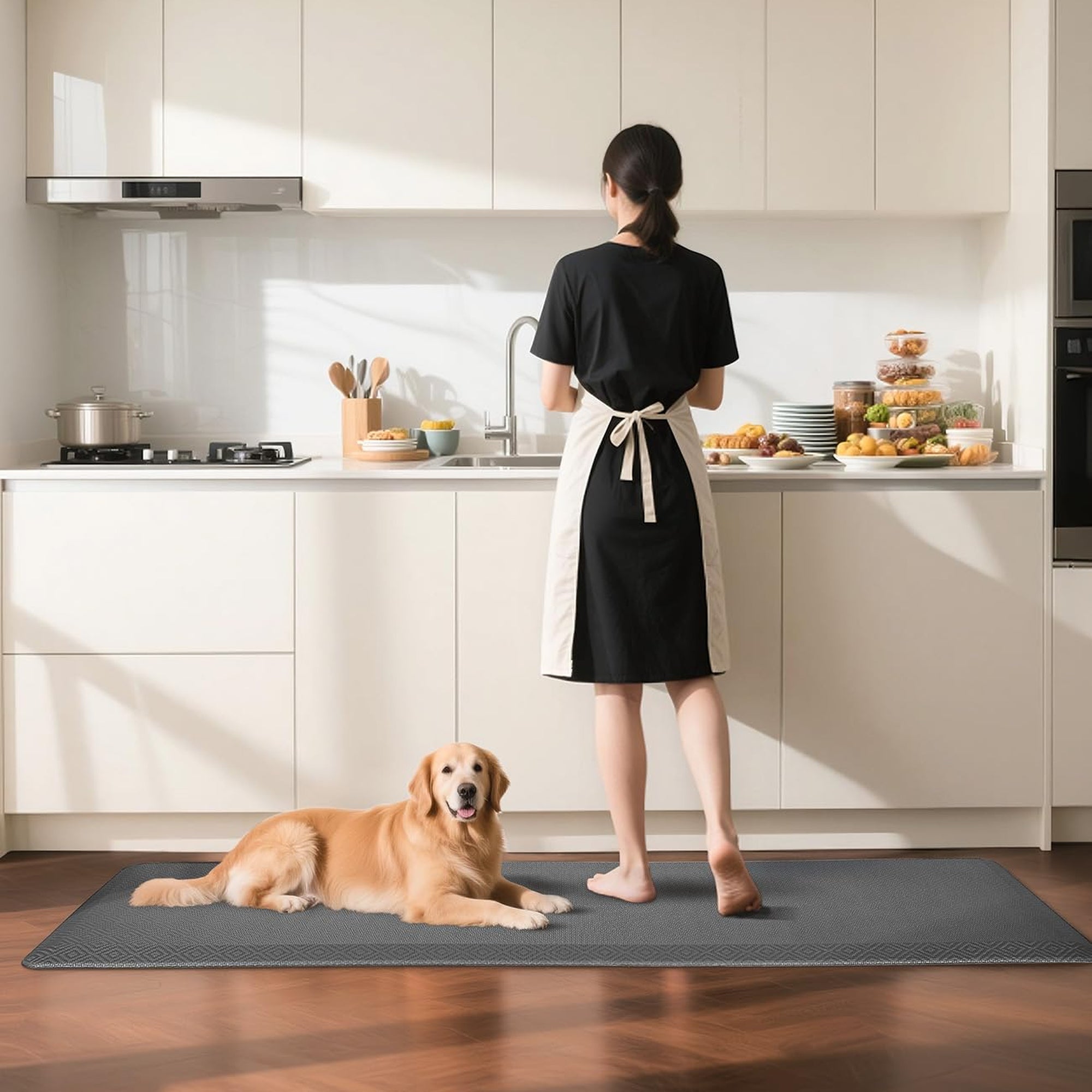Ophanie Grey Kitchen Mat 20x60, Anti Fatigue Standing Mat 3/4 Inch Thick, Non Slip Waterproof Cushioned Ergonomic Rug for Office Sink