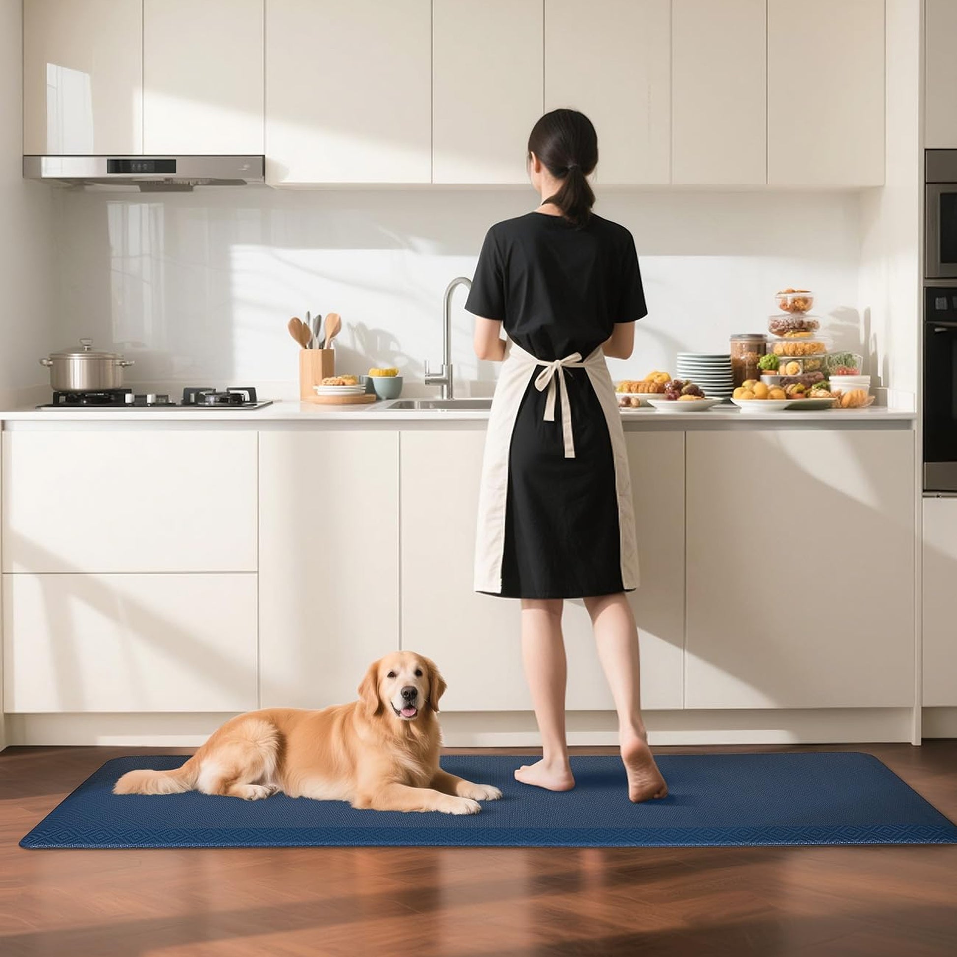 Ophanie Blue Kitchen Mat 20x60, Anti Fatigue Standing Mat 3/4 Inch Thick, Non Slip Waterproof Cushioned Ergonomic Rug for Office Sink-3