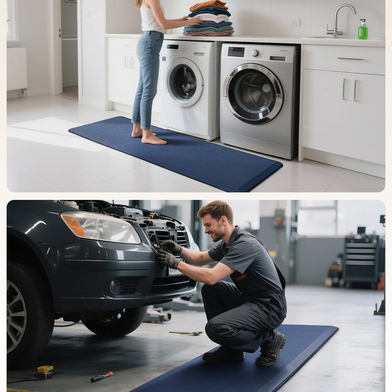 Ophanie Blue Kitchen Mat 20x60, Anti Fatigue Standing Mat 3/4 Inch Thick, Non Slip Waterproof Cushioned Ergonomic Rug for Office Sink-zoom-