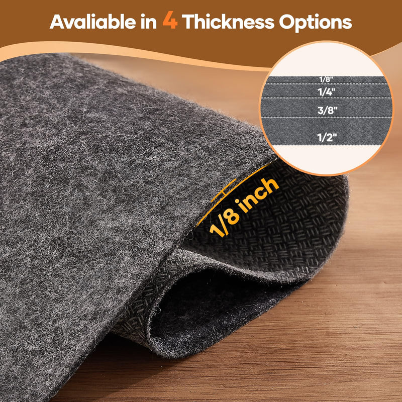 Veken Rug Pad 4 x 6 Ft, Non Slip Anti Skid Mat, Felt and Silicone Gripper for Hardwood Floors, 1/8 Inch Thin Area Carpet Cushion-zoom-