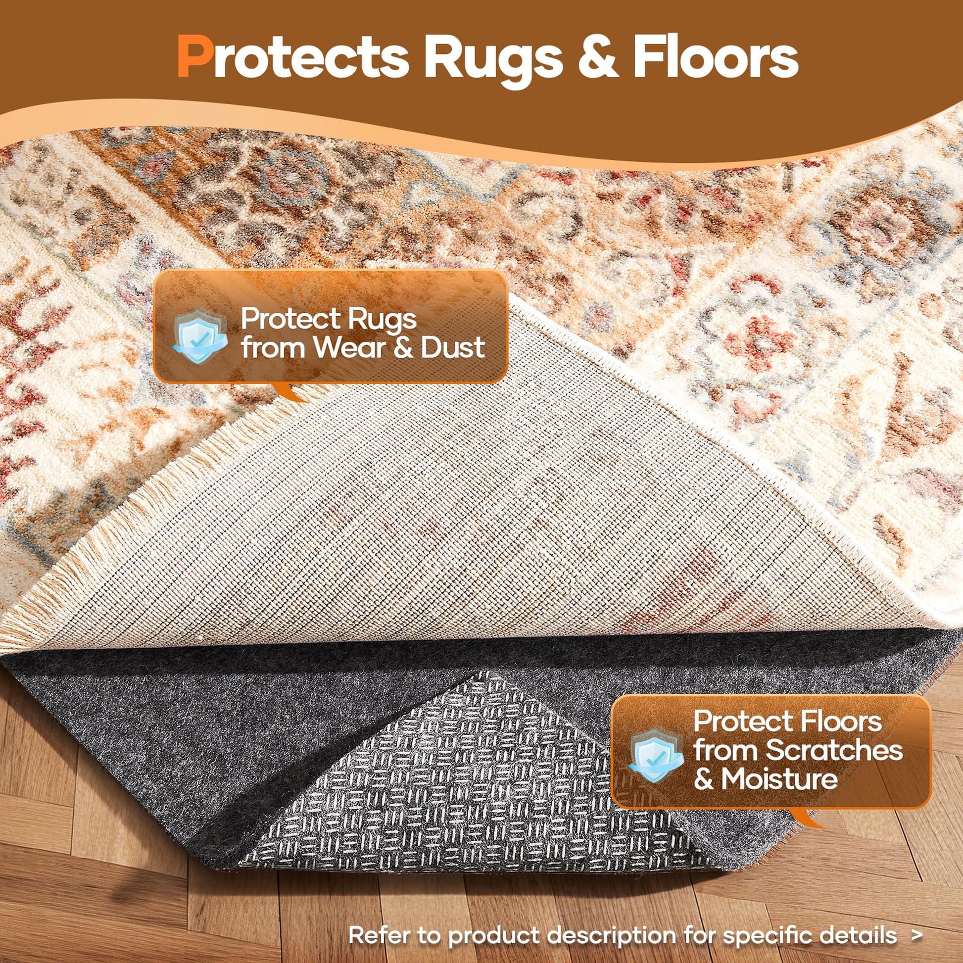 Veken Runner Non Slip Rug Pad Durable 2 x 12 Ft, 1/8 inch Thick-6