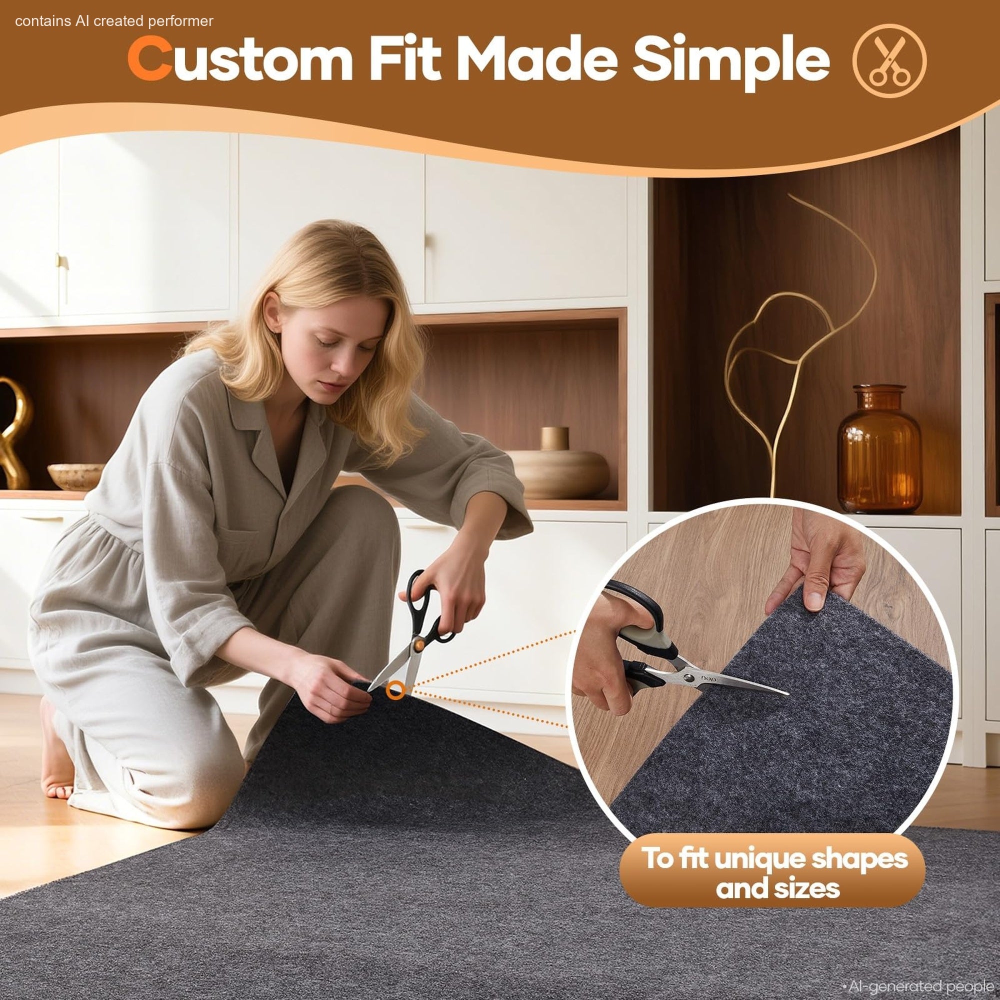 Veken Runner Non Slip Rug Pad Durable 2 x 12 Ft, 1/8 inch Thick-zoom-8