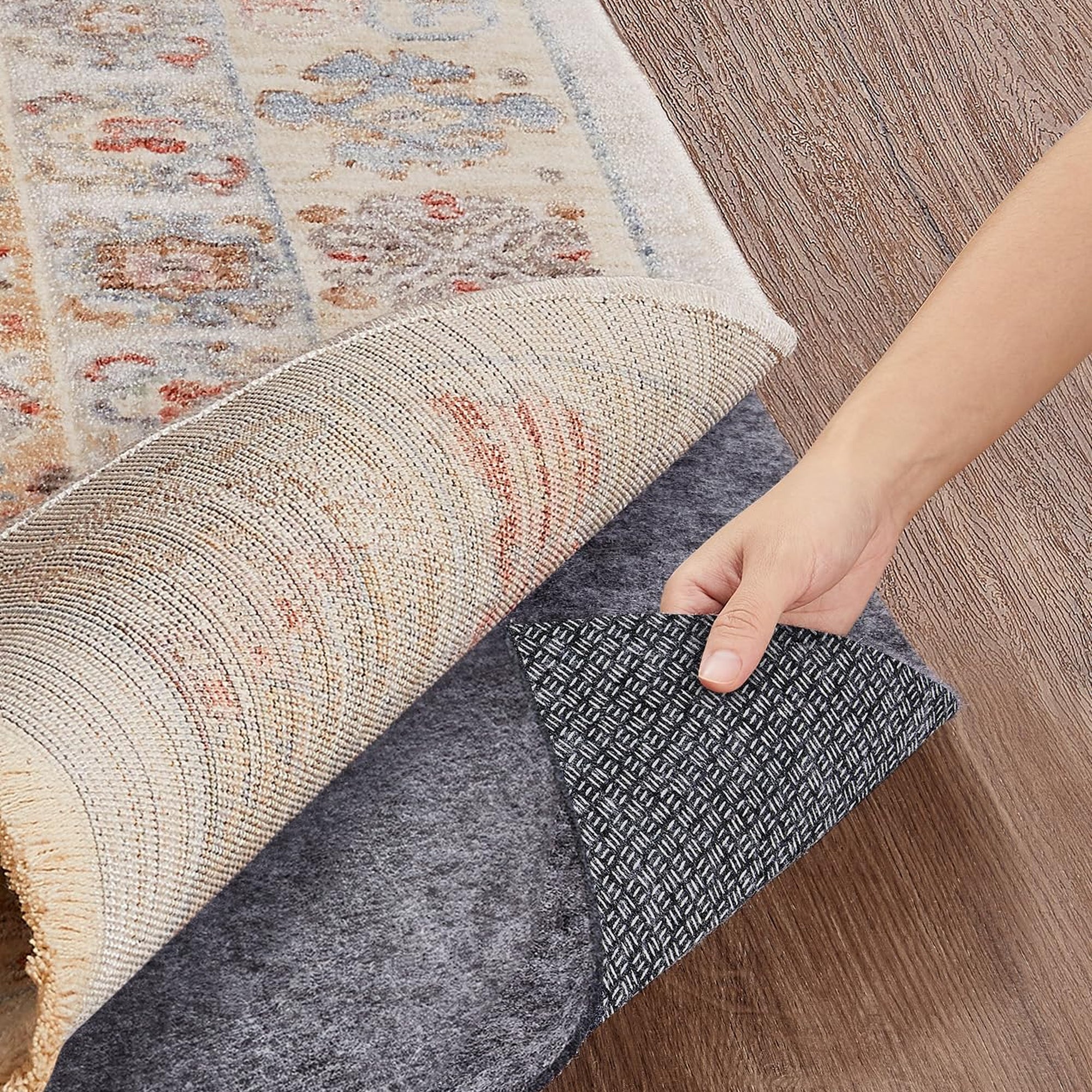 Veken Rug Pad 2 x 4 Ft, Non Slip Anti Skid Mat, Felt and Silicone Gripper for Hardwood Floors, 1/8 Inch Thin Area Carpet Cushion