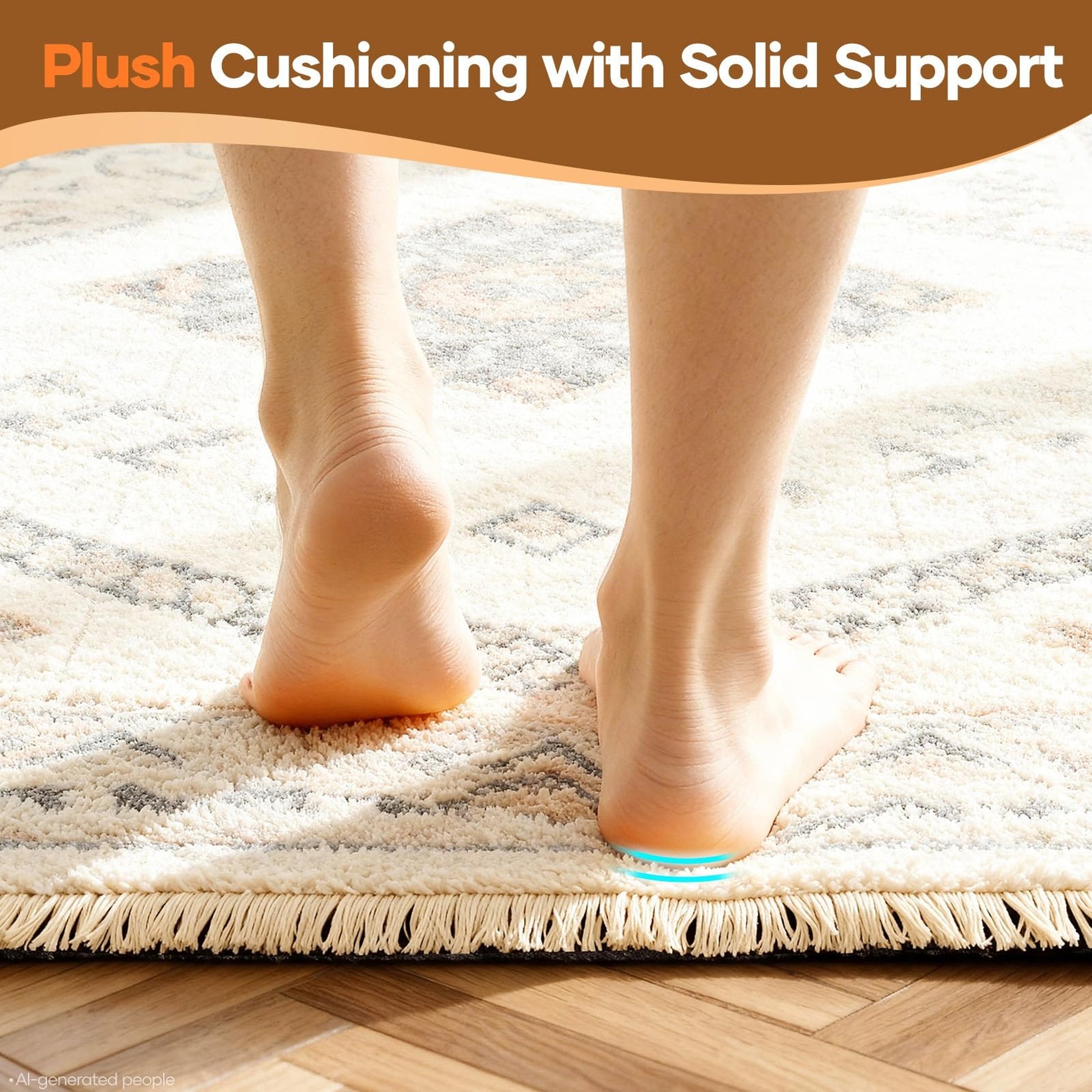 Veken Non Slip Cushioned Rug Pad Gripper, Felt and Silicone Backing,  Thick Carpet Liner Protector Mat for Area Rugs and Hardwood Floors, with Over 99 Pcs Anti-Slip Strips Pattern-7