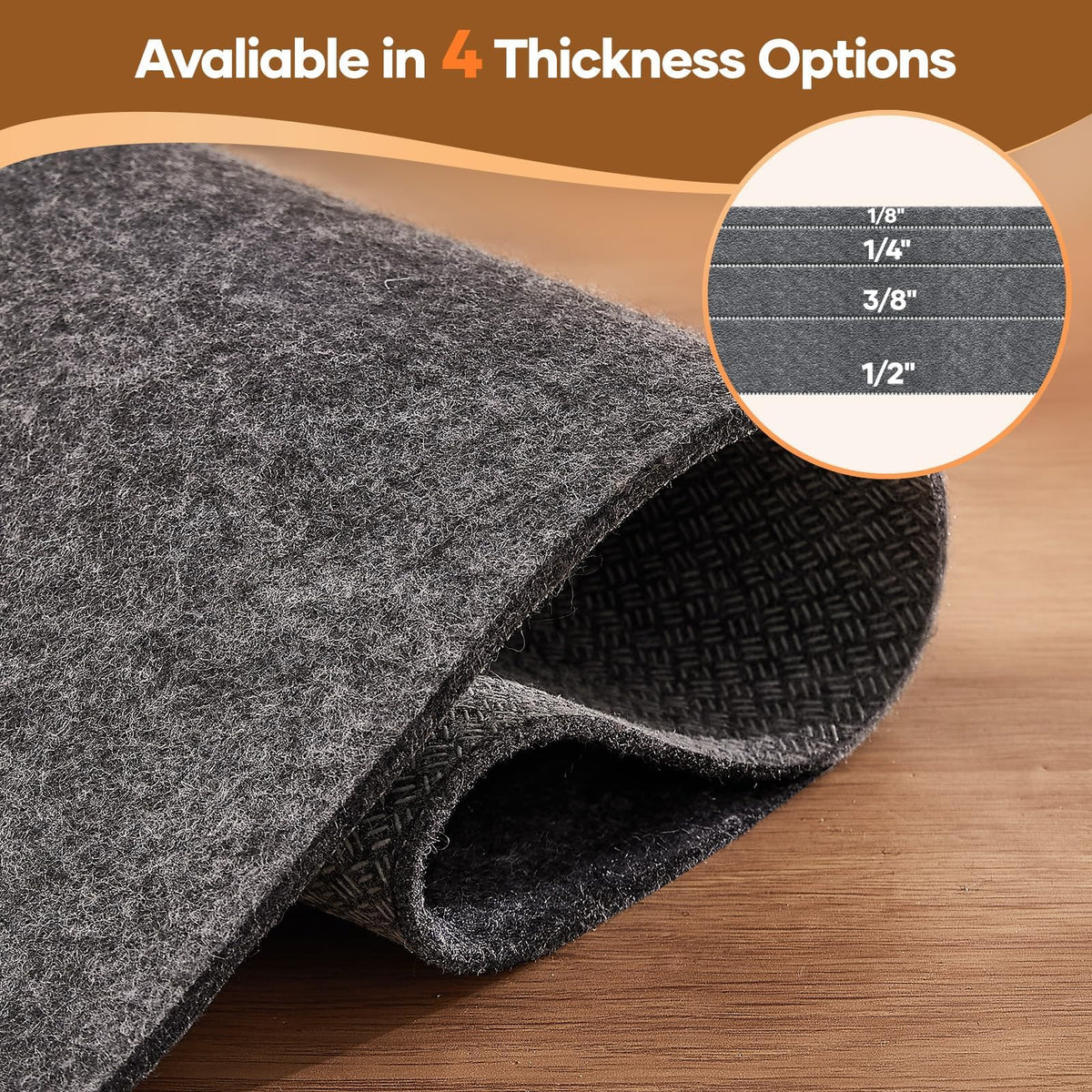 Veken Non-Slip Rug Pad, Anti-Skid Carpet Underlay for Hardwood Floors, Keeps Area Rugs Securely in Place & Protects Finishes-zoom-6
