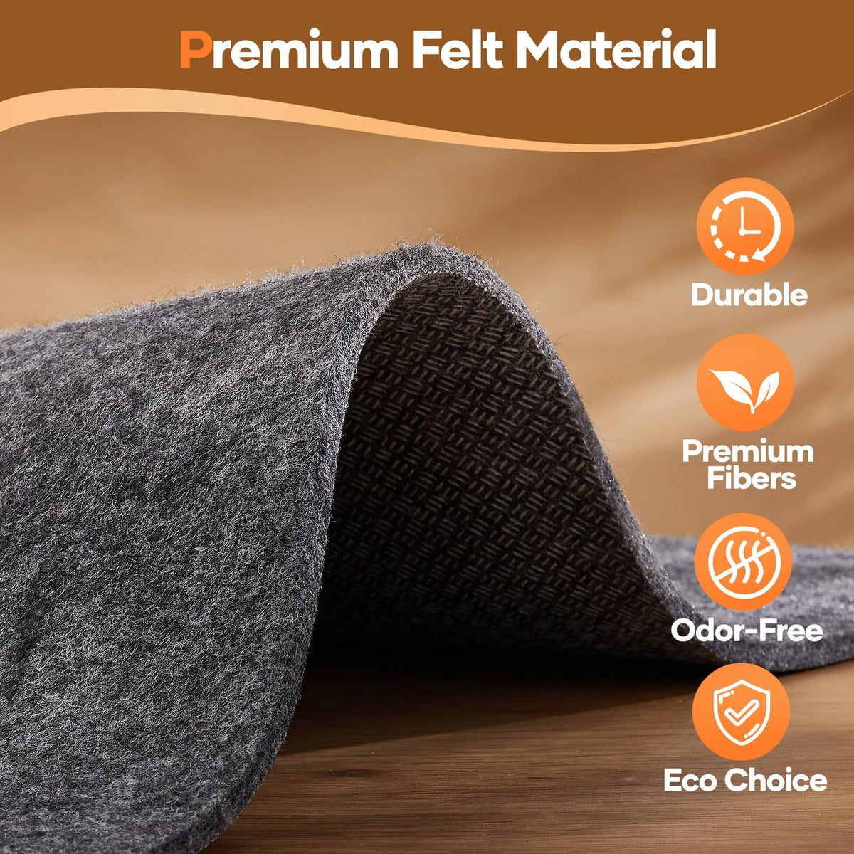 Veken Non-Slip Rug Pad, Anti-Skid Carpet Underlay for Hardwood Floors, Keeps Area Rugs Securely in Place & Protects Finishes-zoom-5