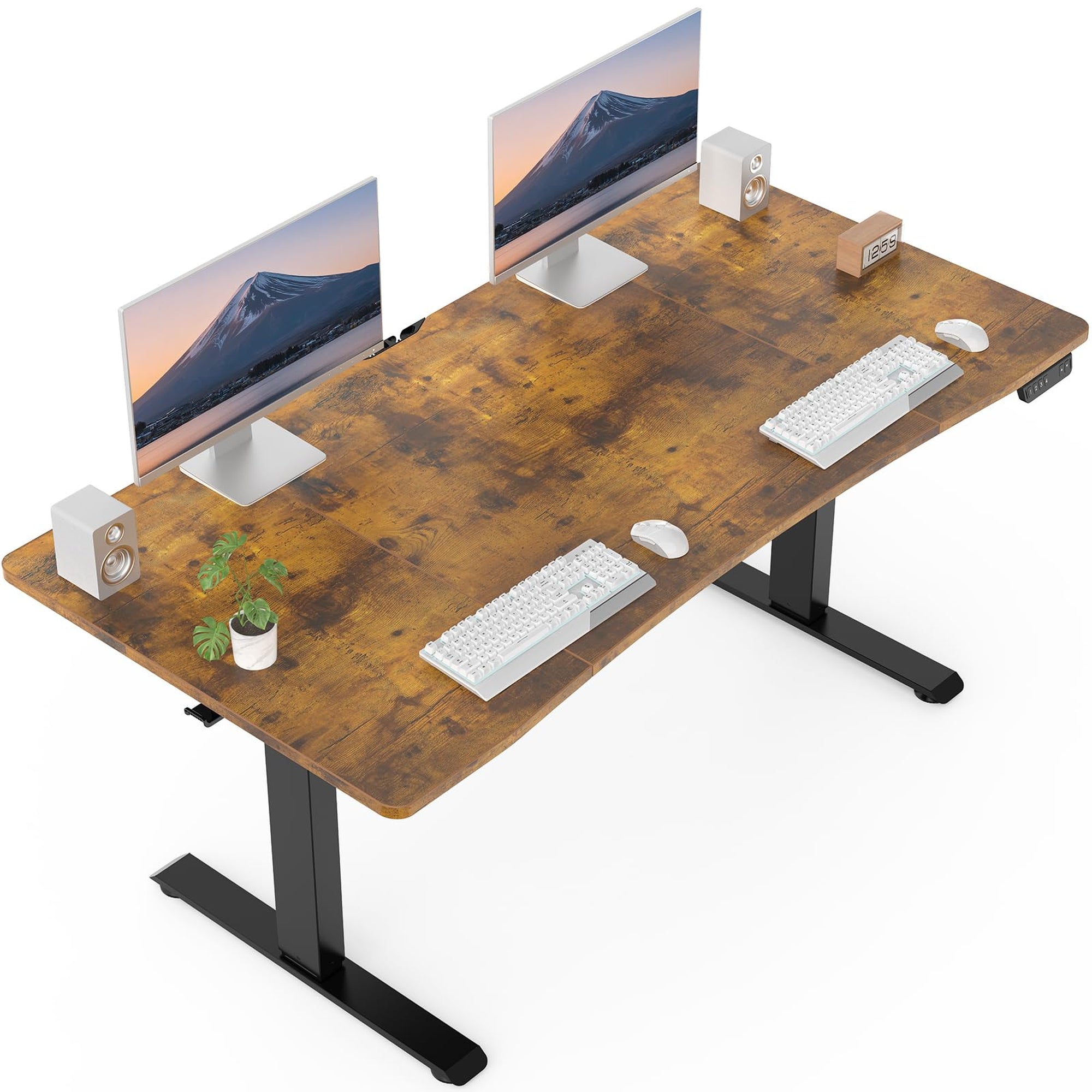 Veken 63" x 28" Electric Height-Adjustable Standing Desk - Brown-zoom-2