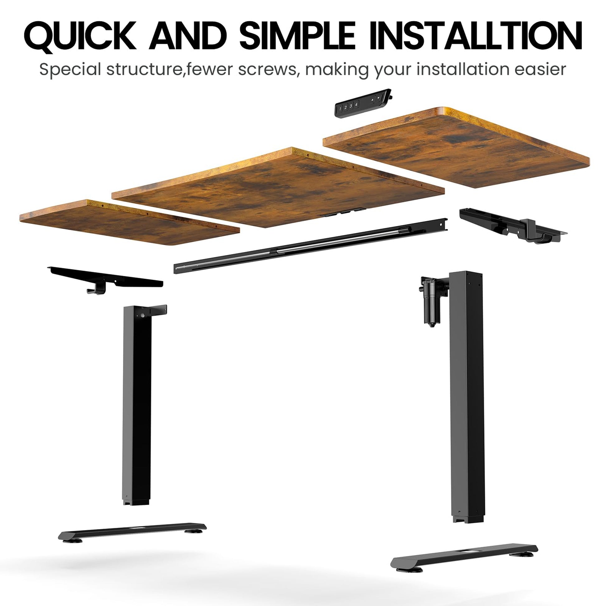Veken 63" x 28" Electric Height-Adjustable Standing Desk - Brown-7