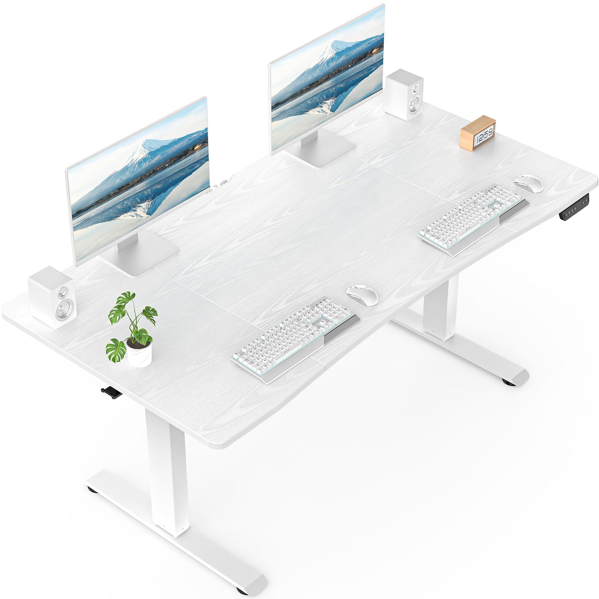 Veken 63" x 28" Electric Height-Adjustable Standing Desk - White-zoom-2