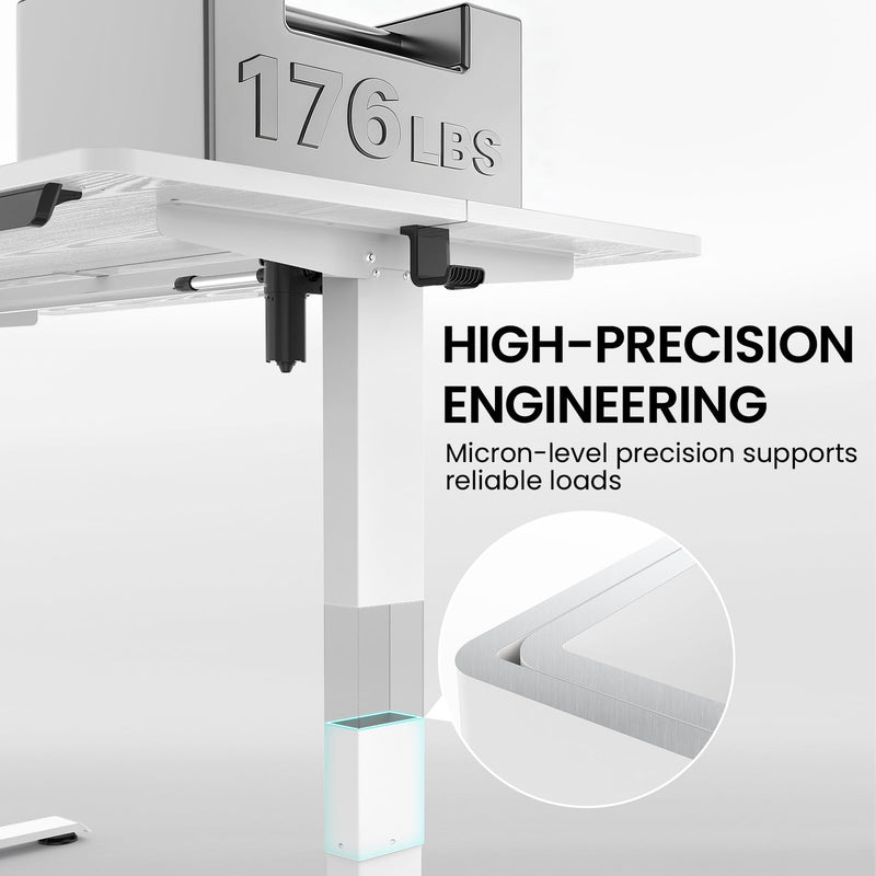Veken 63" x 28" Electric Height-Adjustable Standing Desk - White-zoom-