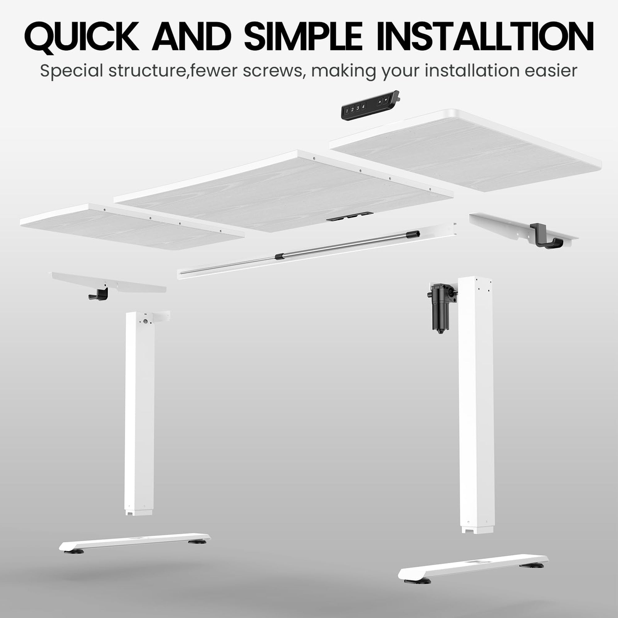 Veken 63" x 28" Electric Height-Adjustable Standing Desk - White-zoom-7