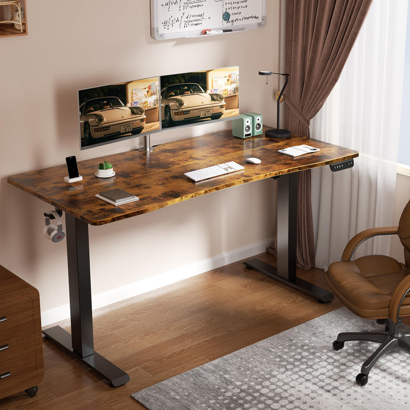 Veken 55" x 28" Electric Height-Adjustable Standing Desk - Brown-zoom-
