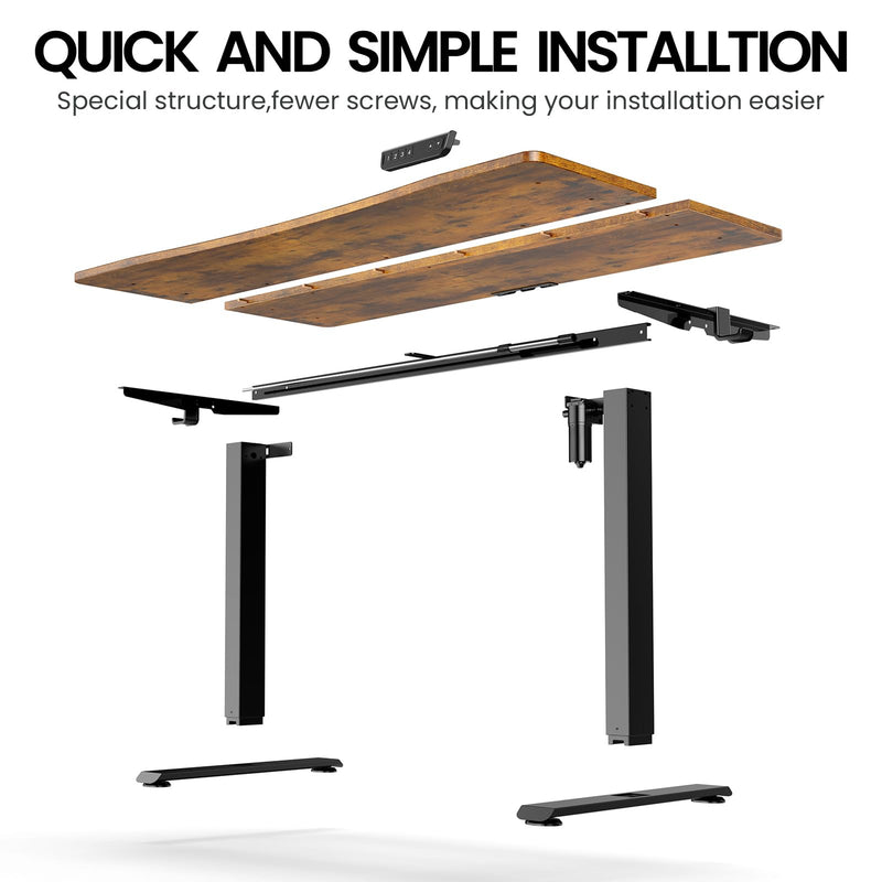 Veken 55" x 28" Electric Height-Adjustable Standing Desk - Brown-zoom-