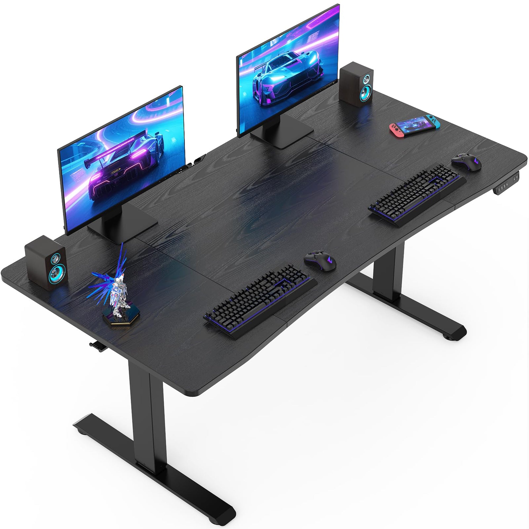 Veken 63" x 28" Electric Height-Adjustable Standing Desk - Black-zoom-2