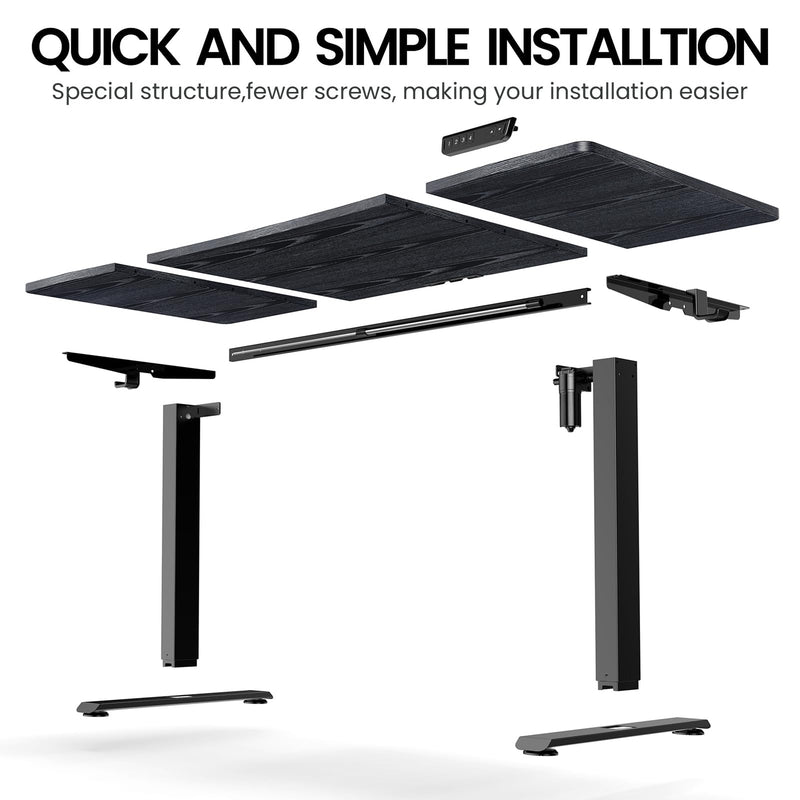 Veken 63" x 28" Electric Height-Adjustable Standing Desk - Black-zoom-