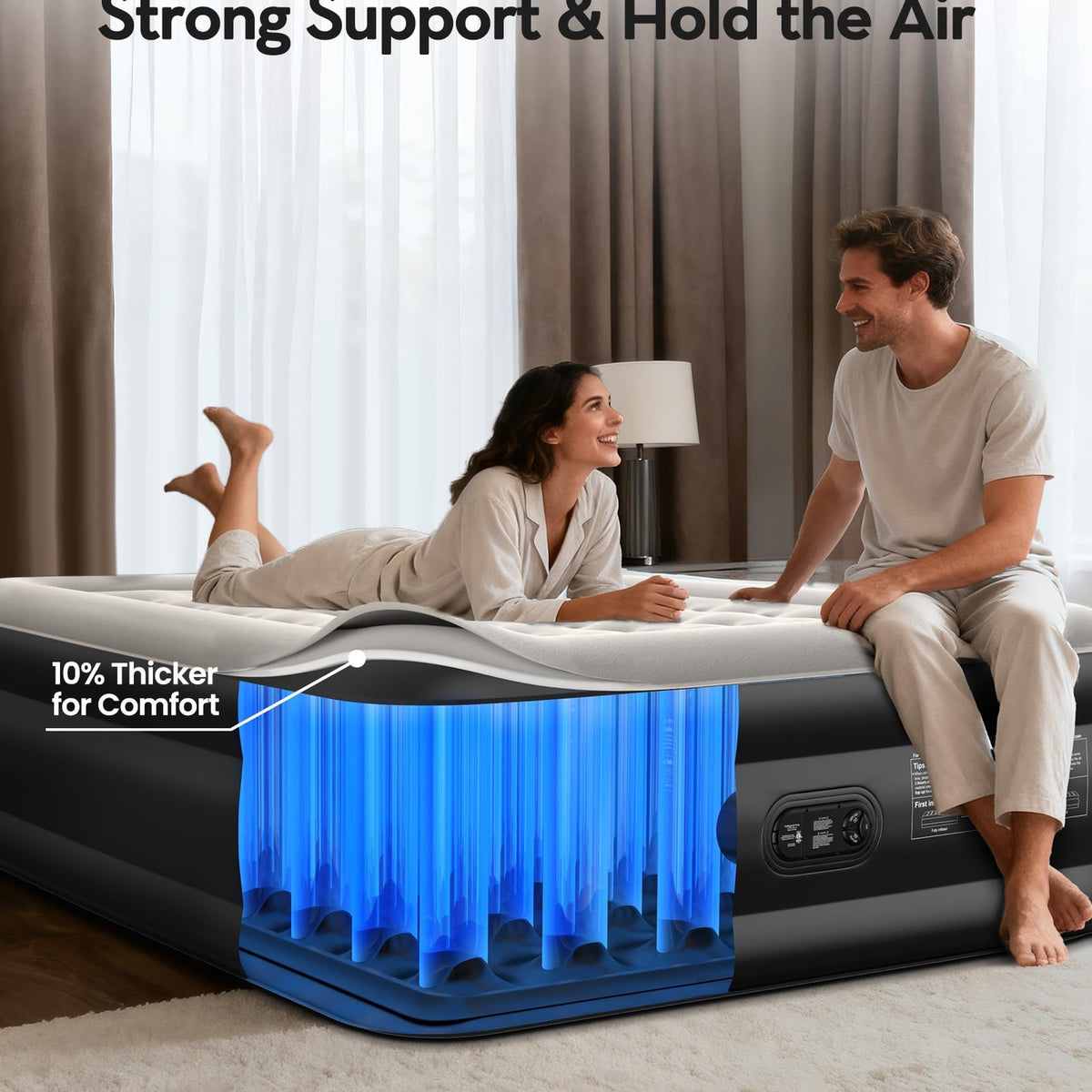 OhGeni 20" Raised Twin Air Mattress with Built in Pump, Blow Up Bed, 500lb-zoom-5