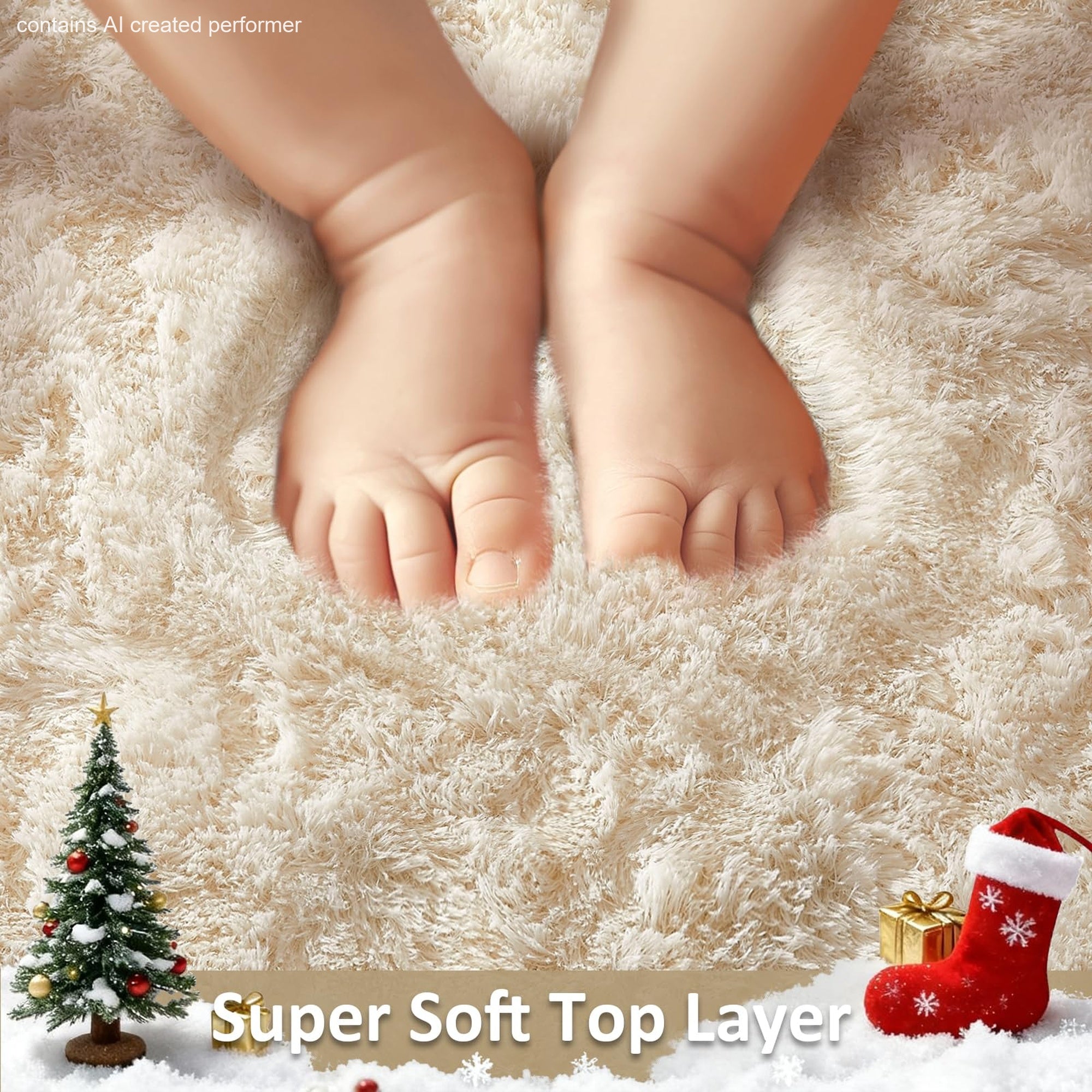 Ophanie Large Ivory Shag Rug 8x10, Fluffy Area Rug for Living Room Bedroom, Soft Non Slip Carpet for Kids Nursery, Boys Girls Dorm Rug-zoom-7