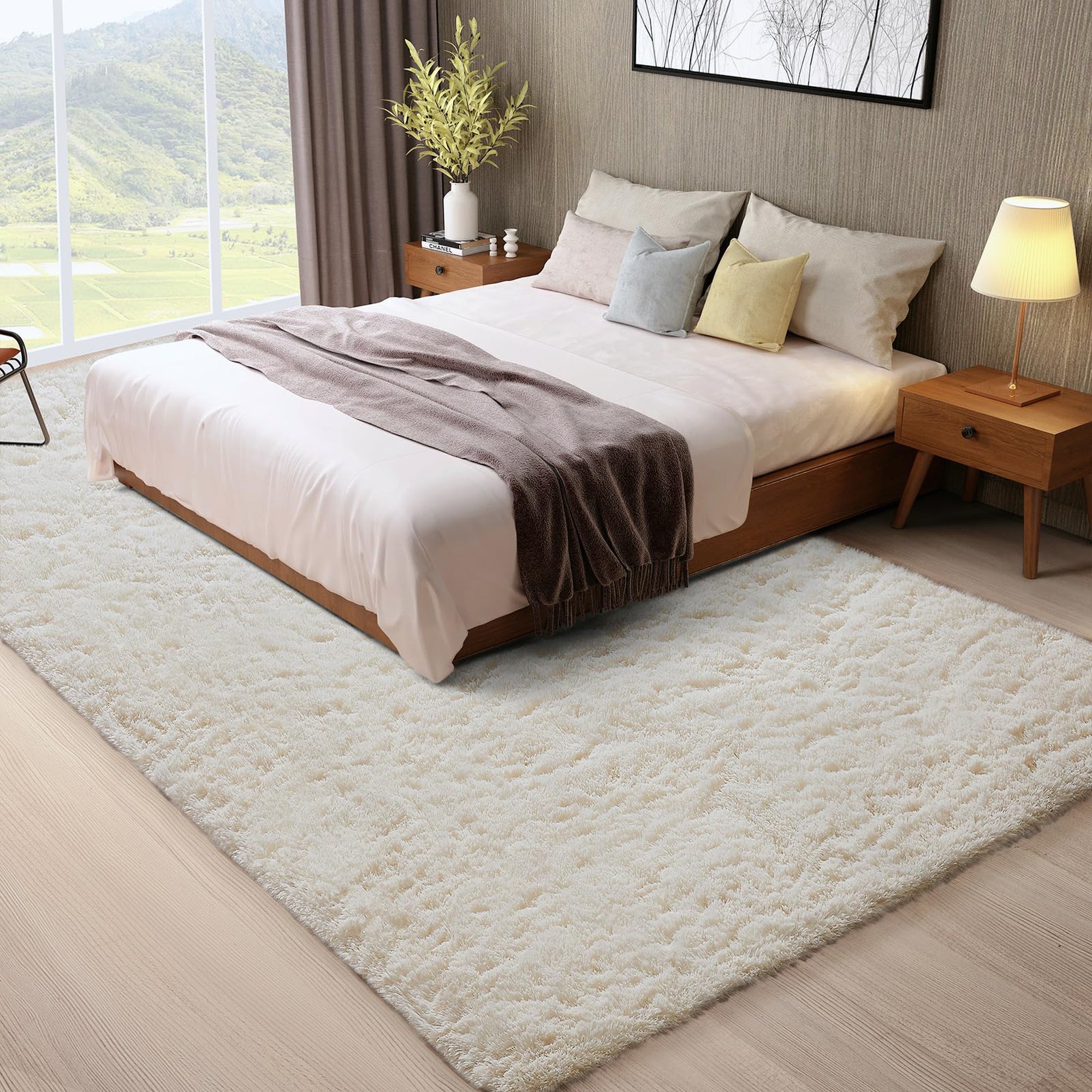 Ophanie Large Ivory Shag Rug 8x10, Fluffy Area Rug for Living Room Bedroom, Soft Non Slip Carpet for Kids Nursery, Boys Girls Dorm Rug-zoom-5