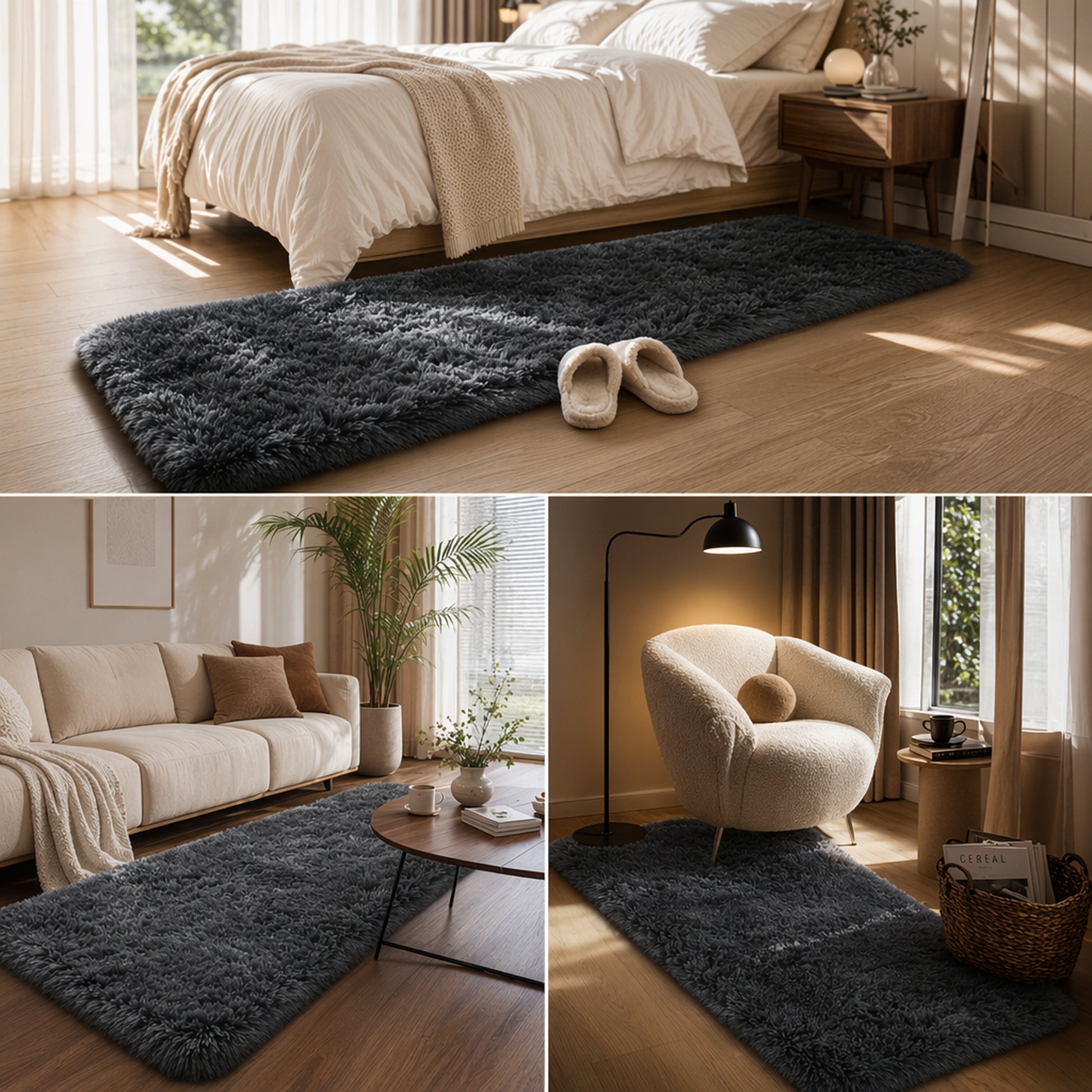 Ophanie Fluffy Shag Runner Rug, Soft Non-Slip Carpet for Hallway, Bedroom and Nursery-5