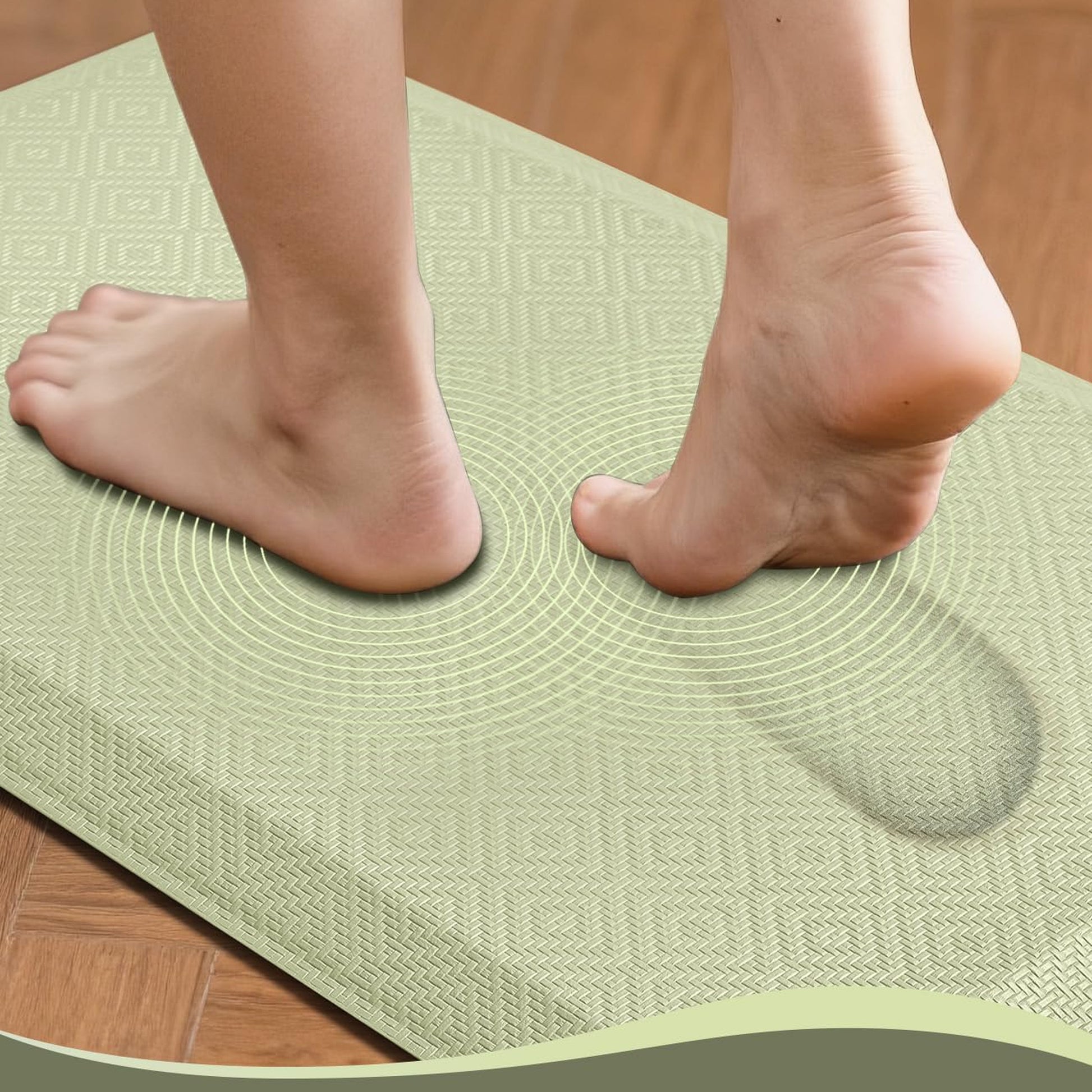 Ophanie 20" x 32" Anti-Fatigue Cushioned Non-Slip Waterproof Kitchen Mat 3/4" Thick - Sage Green-1