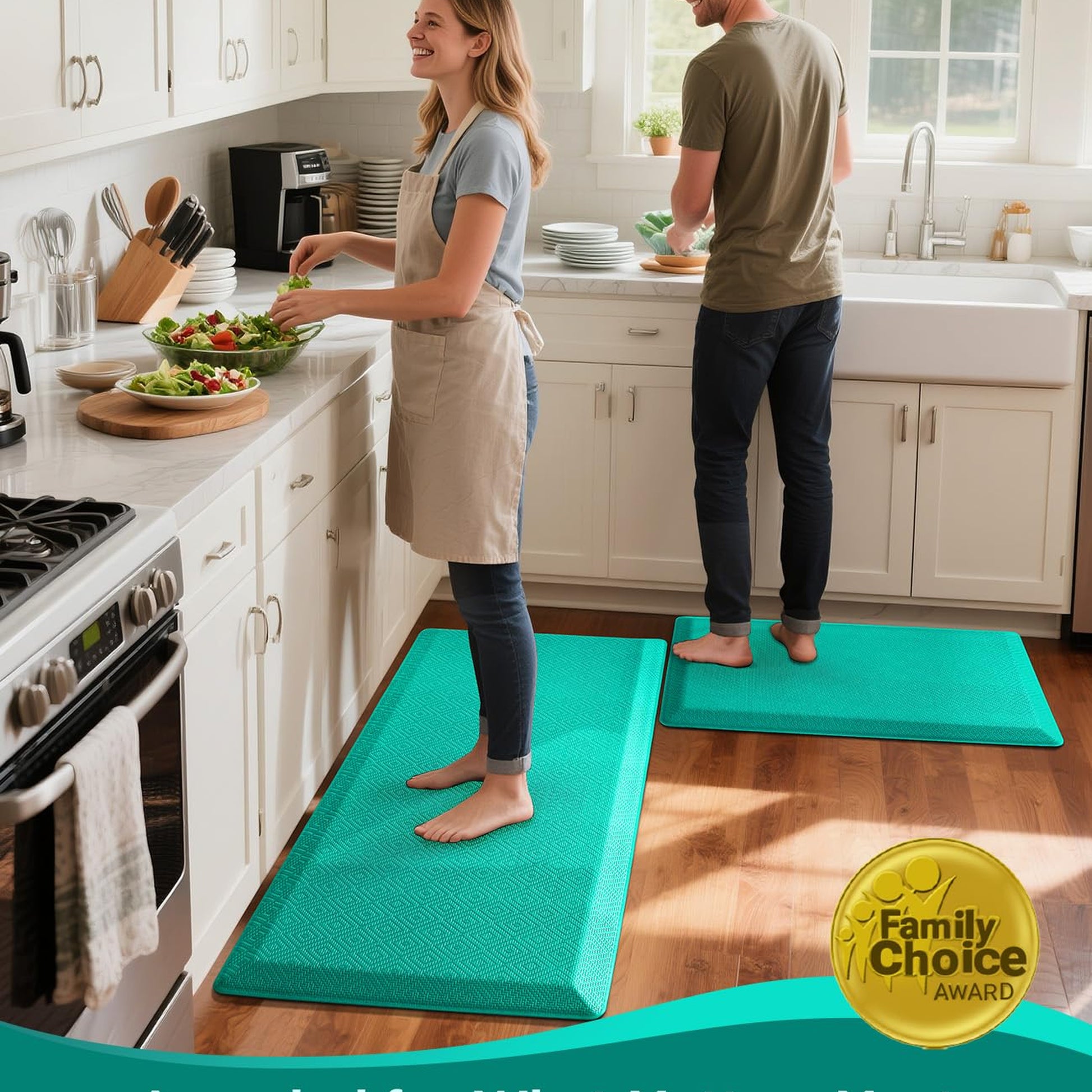 Ophanie Teal Kitchen Mat 20x39, Anti Fatigue Standing Mat 3/4 Inch Thick, Non Slip Waterproof Cushioned Ergonomic Rug for Office Sink-8