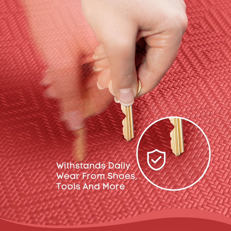 Ophanie Red Kitchen Mat 20x48, Anti Fatigue Standing Mat 3/4 Inch Thick, Non Slip Waterproof Cushioned Ergonomic Rug for Office Sink-zoom-