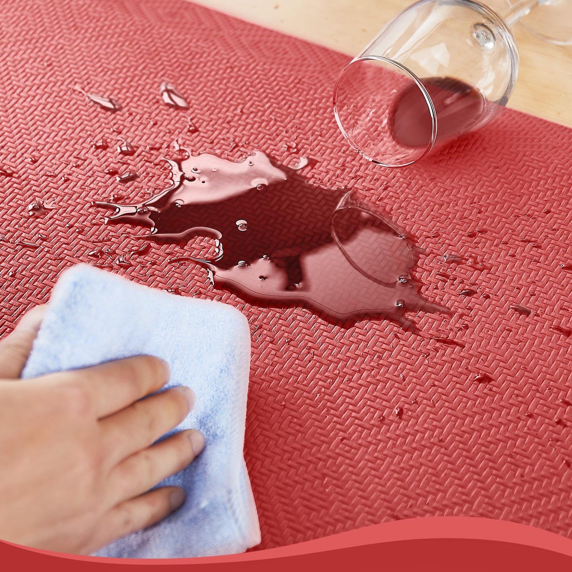 Ophanie Red Kitchen Mat 20x48, Anti Fatigue Standing Mat 3/4 Inch Thick, Non Slip Waterproof Cushioned Ergonomic Rug for Office Sink-zoom-6