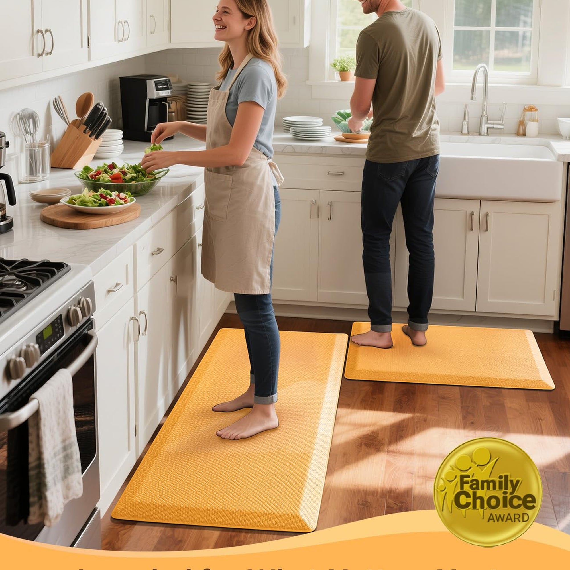 Ophanie Orange Kitchen Mat 20x39, Anti Fatigue Standing Mat 3/4 Inch Thick, Non Slip Waterproof Cushioned Ergonomic Rug for Office Sink