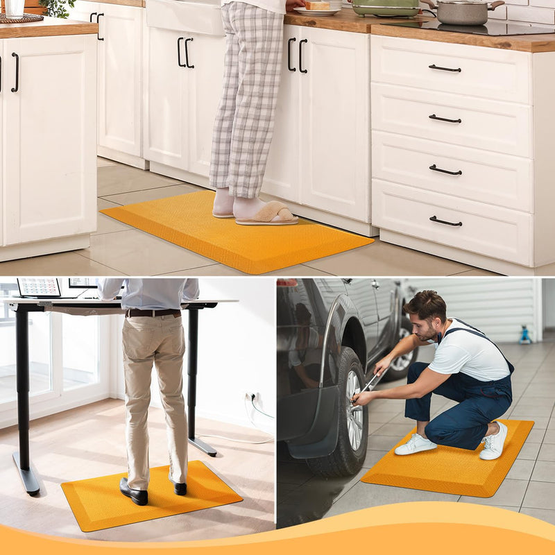 Ophanie Orange Kitchen Mat 20x39, Anti Fatigue Standing Mat 3/4 Inch Thick, Non Slip Waterproof Cushioned Ergonomic Rug for Office Sink-zoom-