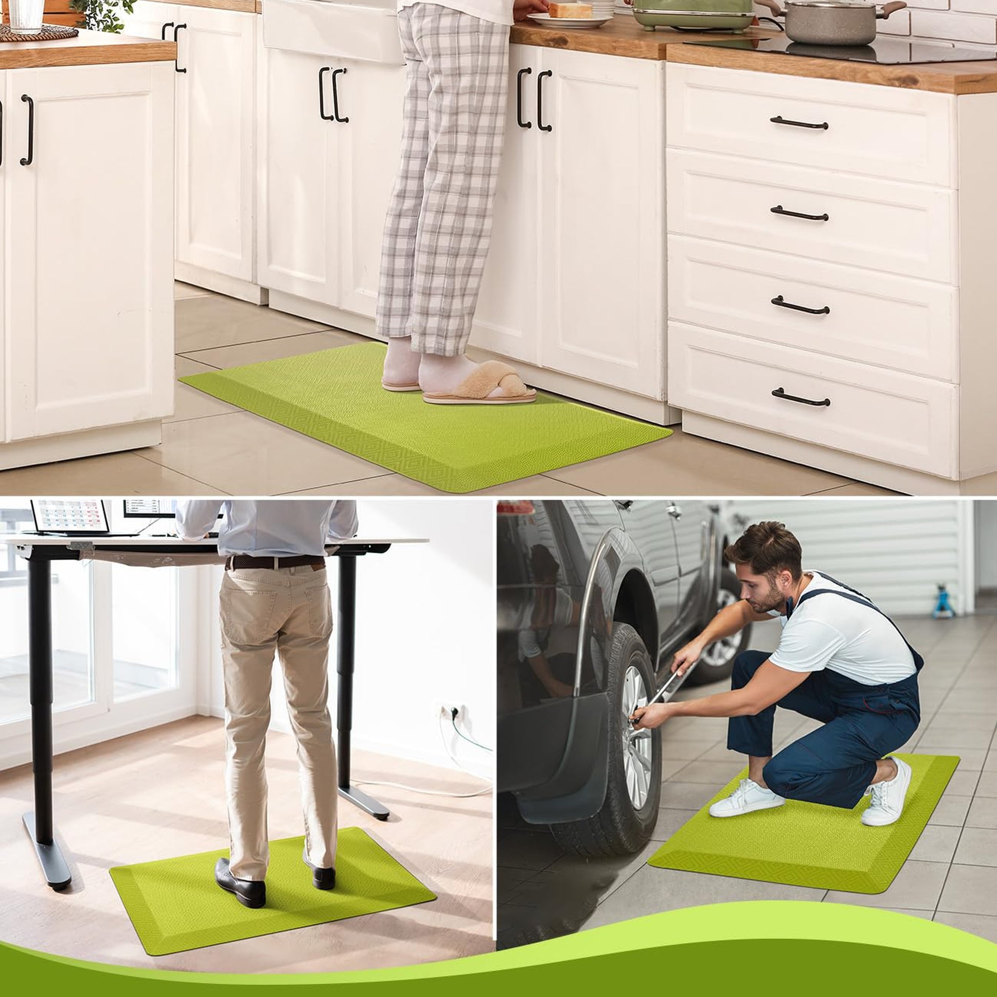 Ophanie Green Kitchen Mat 20x48, Anti Fatigue Standing Mat 3/4 Inch Thick, Non Slip Waterproof Cushioned Ergonomic Rug for Office Sink-9